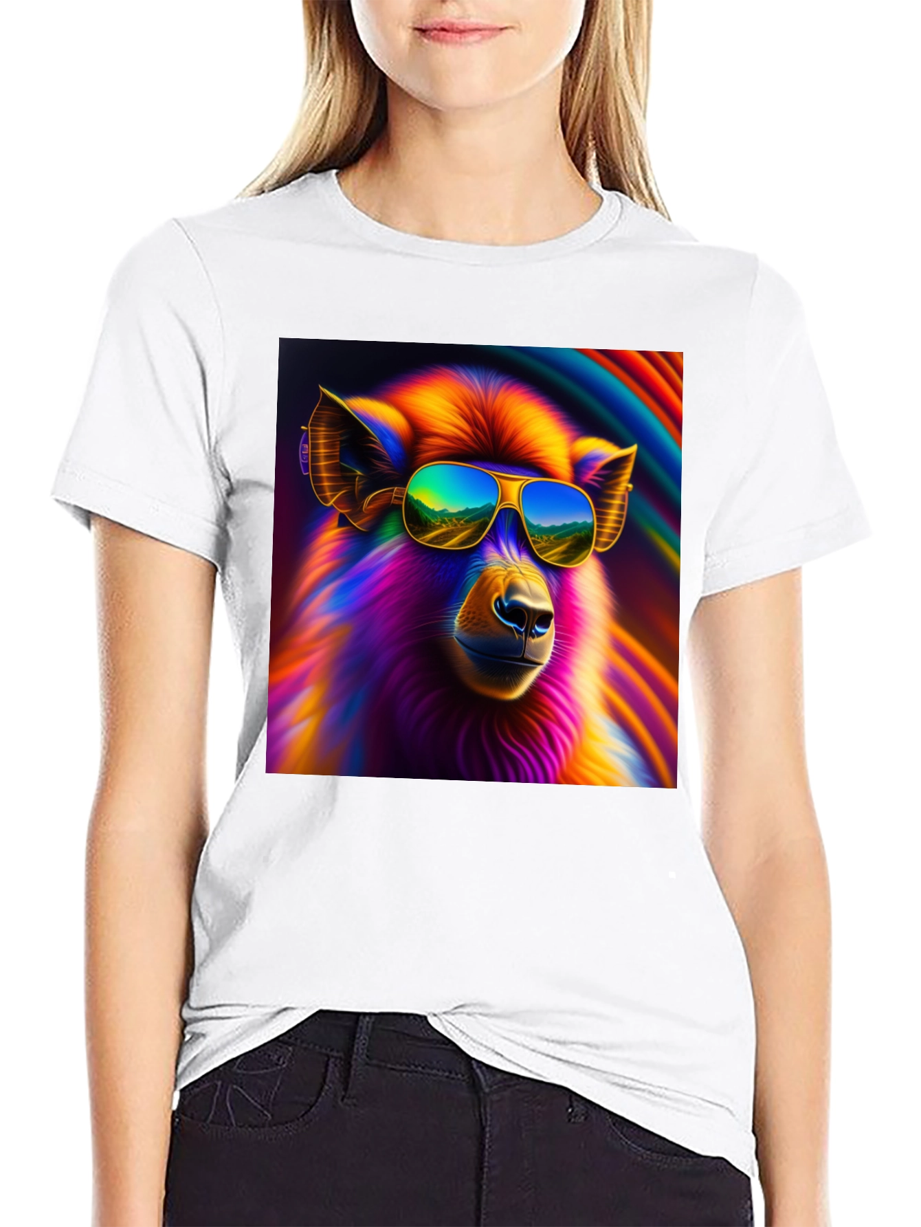 Cool Llama Graphic Tee - Black Cotton T-Shirt