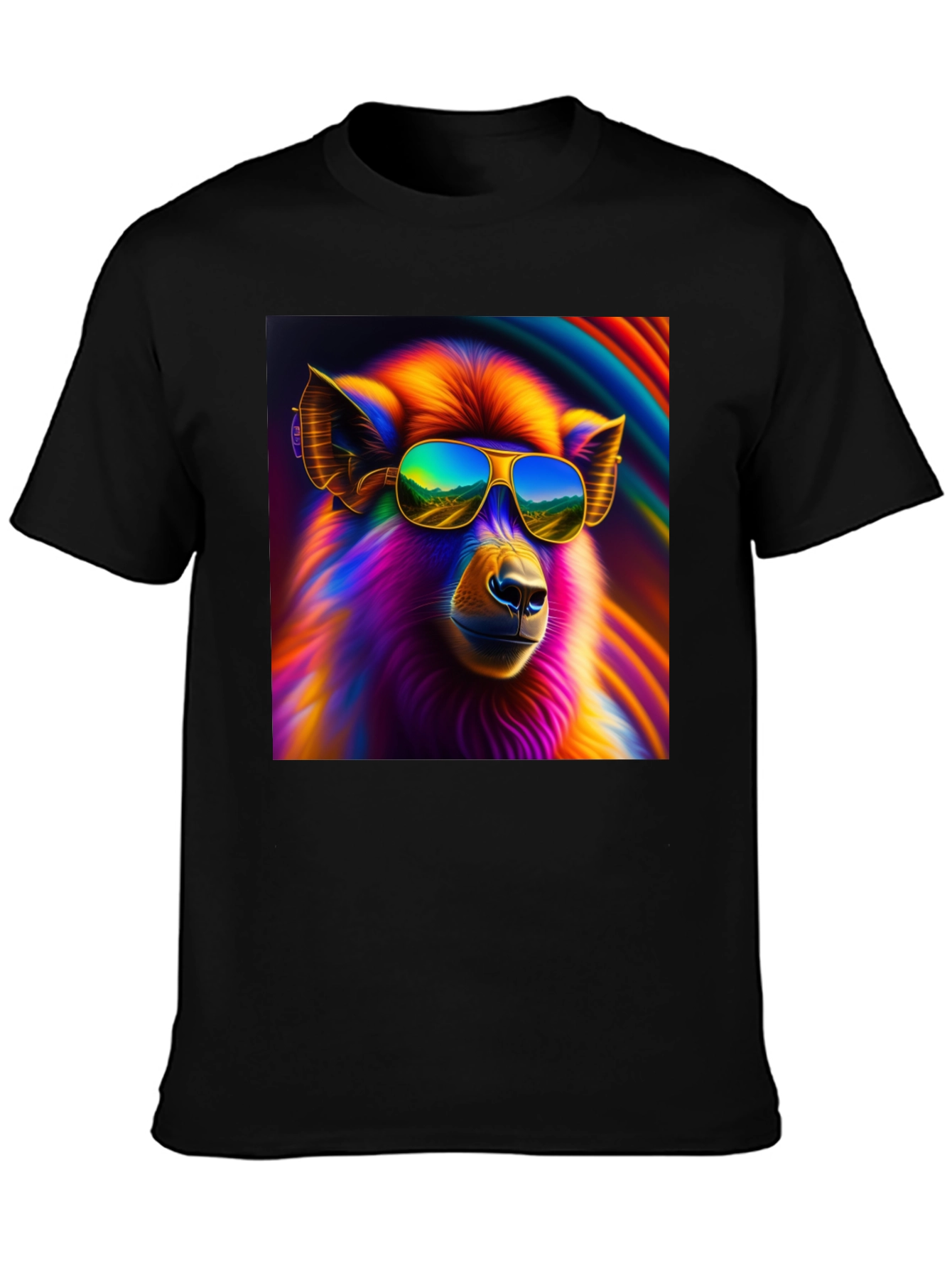 Cool Llama Graphic Tee - Black Cotton T-Shirt