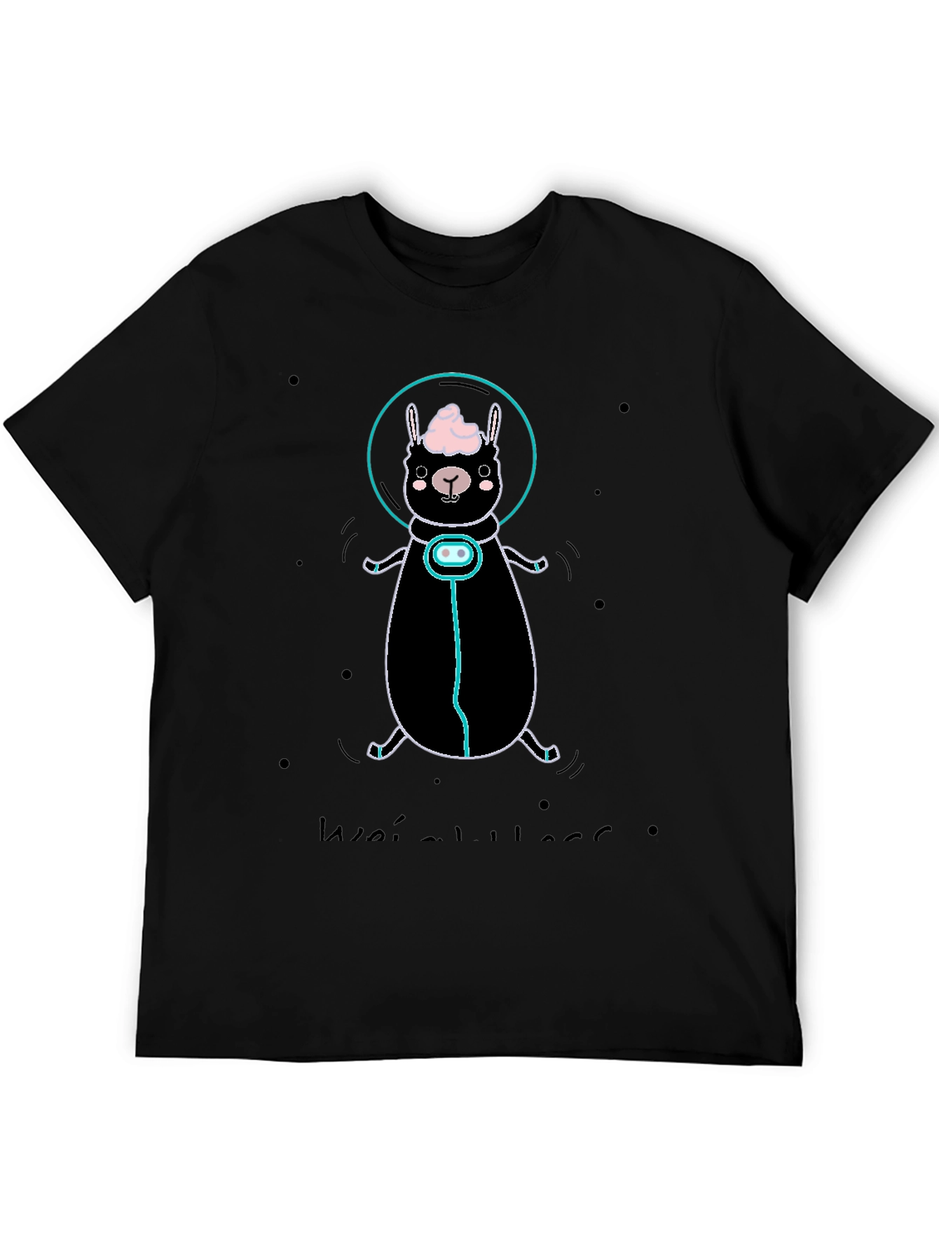 Llama Astronaut Graphic Tee - Black Cotton