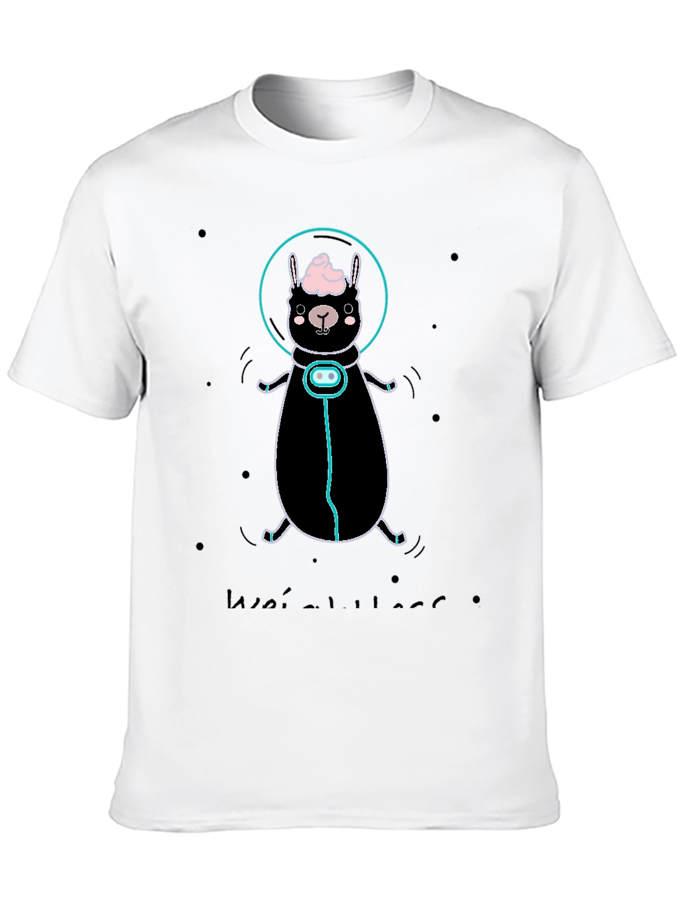 Llama Astronaut Graphic Tee - Black Cotton