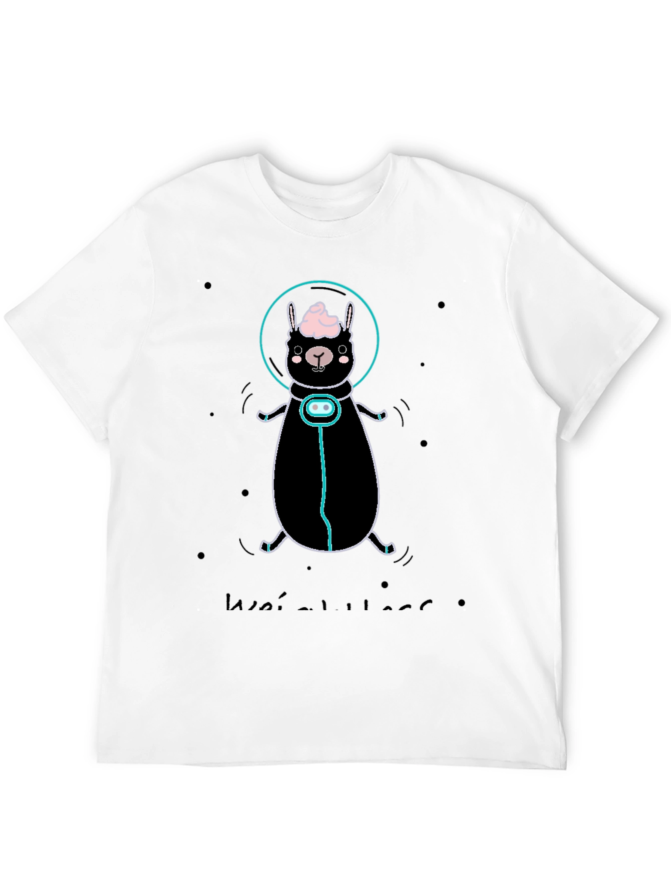 Llama Astronaut Graphic Tee - Black Cotton