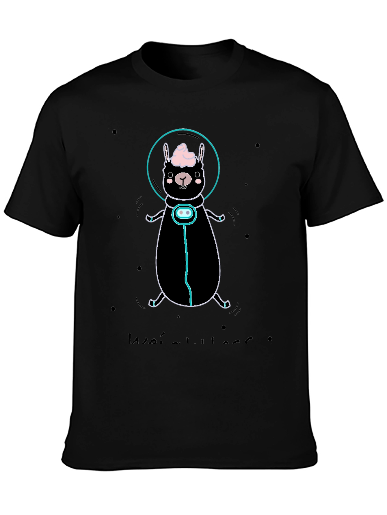 Llama Astronaut Graphic Tee - Black Cotton
