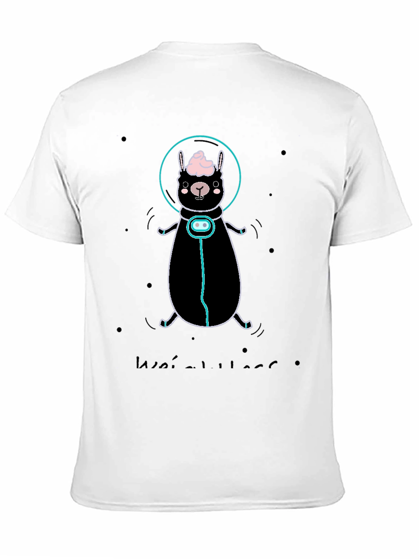 Llama Astronaut Graphic Tee - Black Cotton
