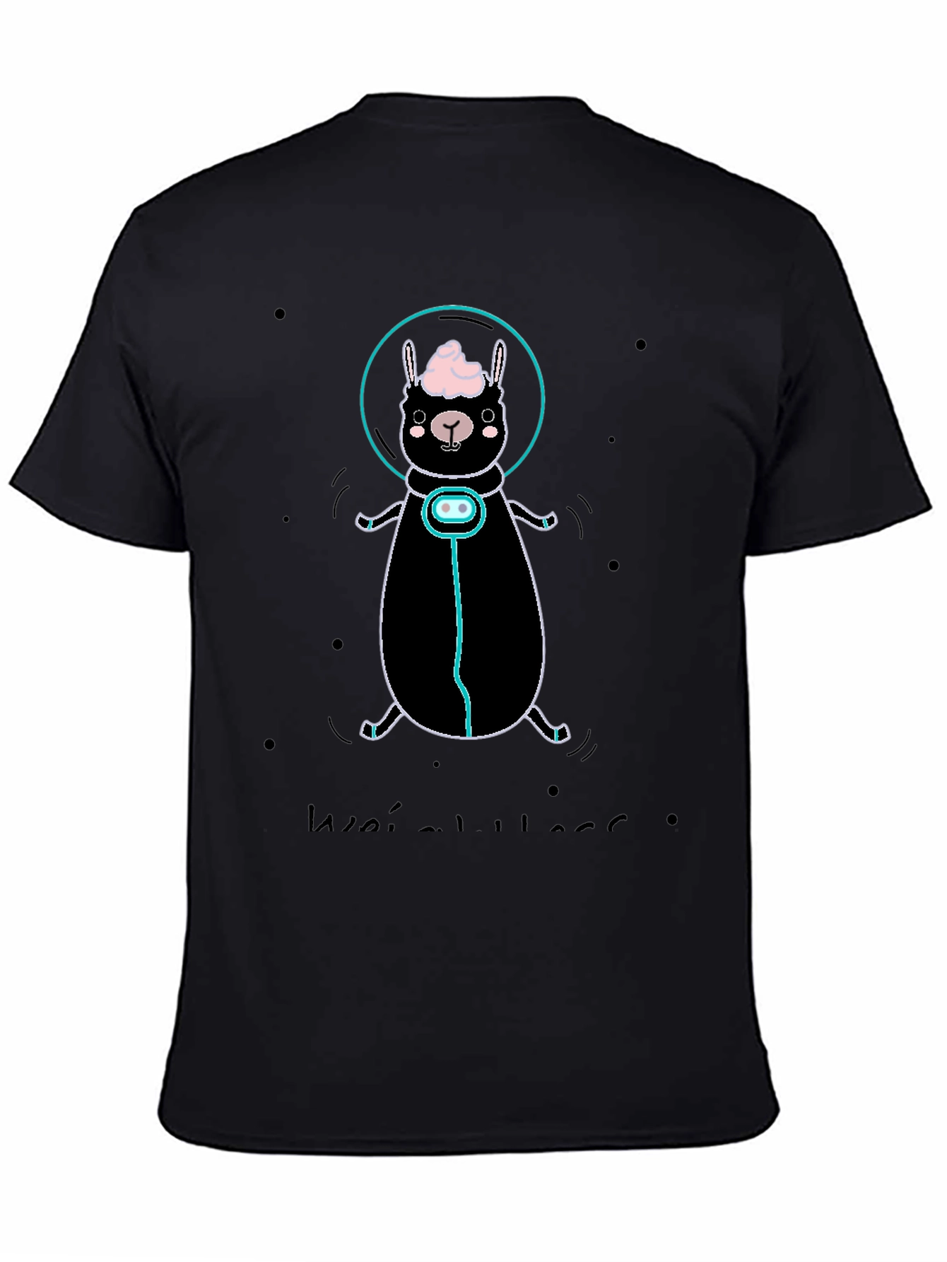 Llama Astronaut Graphic Tee - Black Cotton