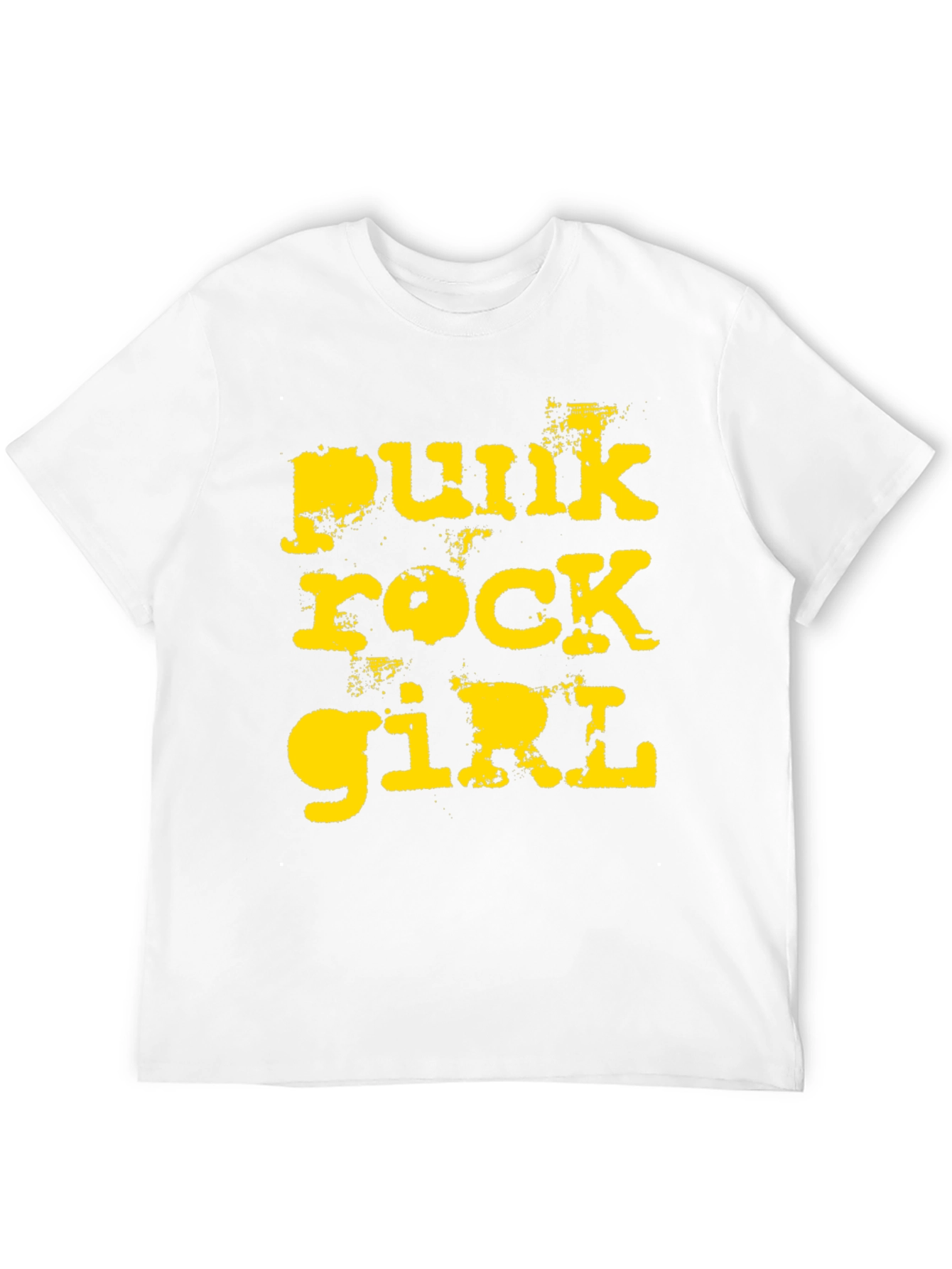 Punk Rock Girl T-Shirt - Distressed Yellow Print