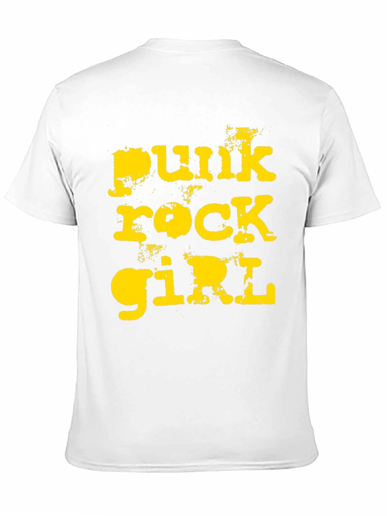 Punk Rock Girl T-Shirt - Distressed Yellow Print