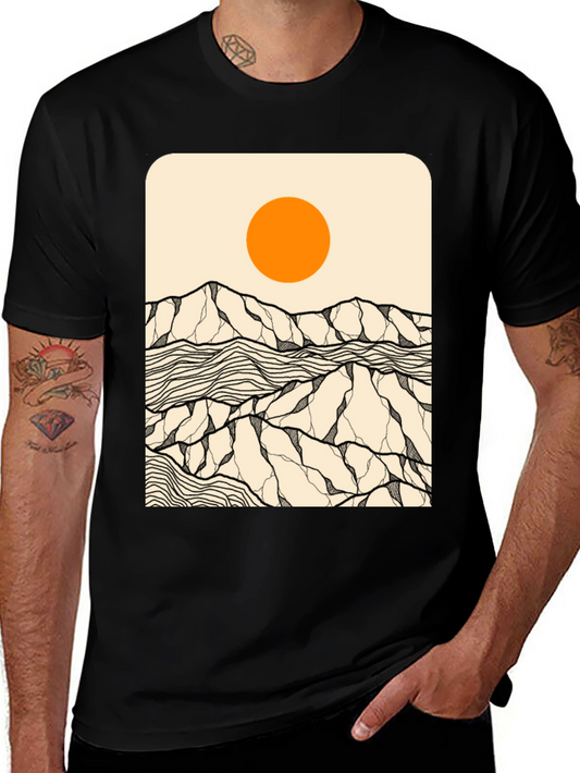 Abstract Mountain Sun Graphic Tee