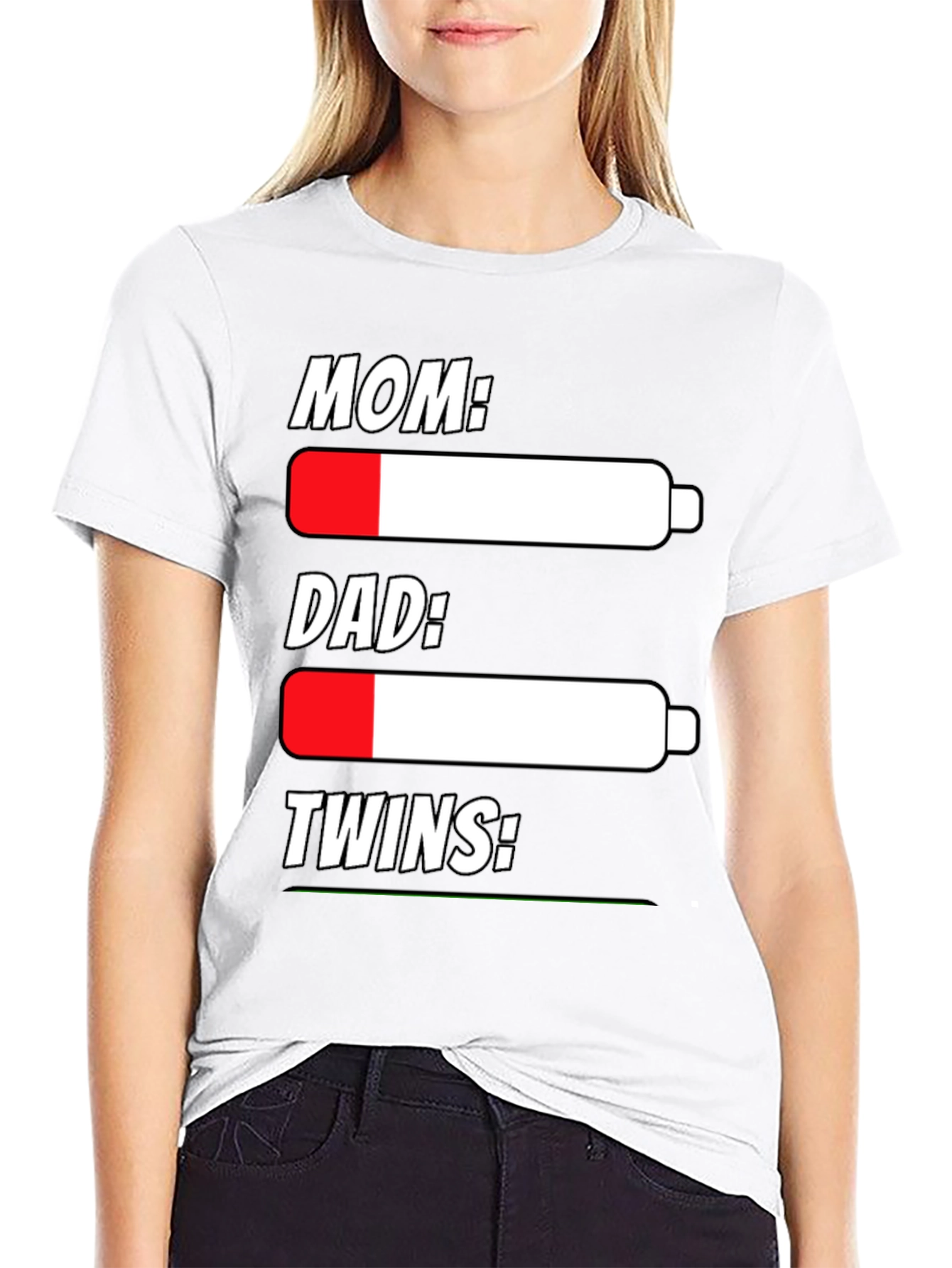 Funny Battery Life T-Shirt for Parents of Twins
