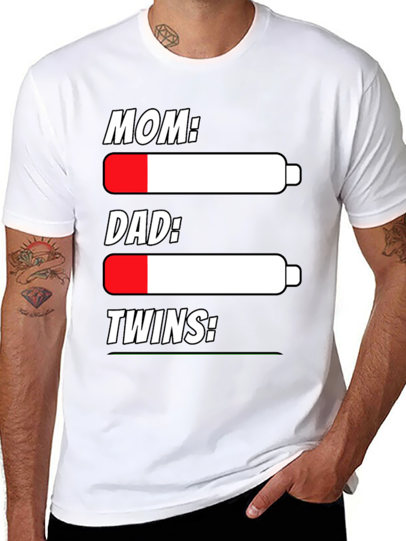 Funny Battery Life T-Shirt for Parents of Twins