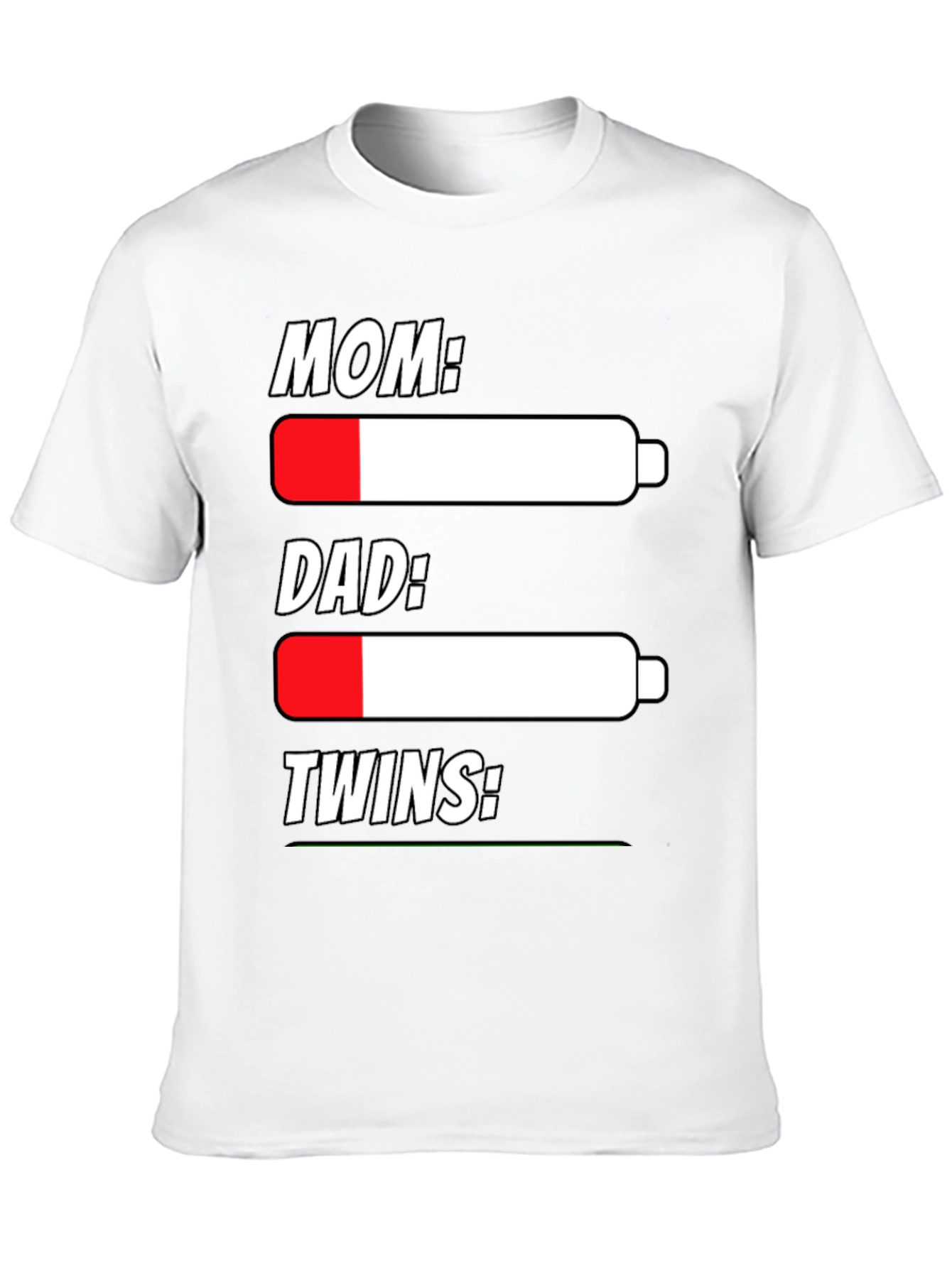 Funny Battery Life T-Shirt for Parents of Twins