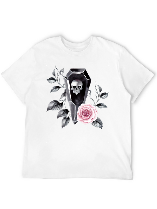 Gothic Skull Coffin Rose T-Shirt