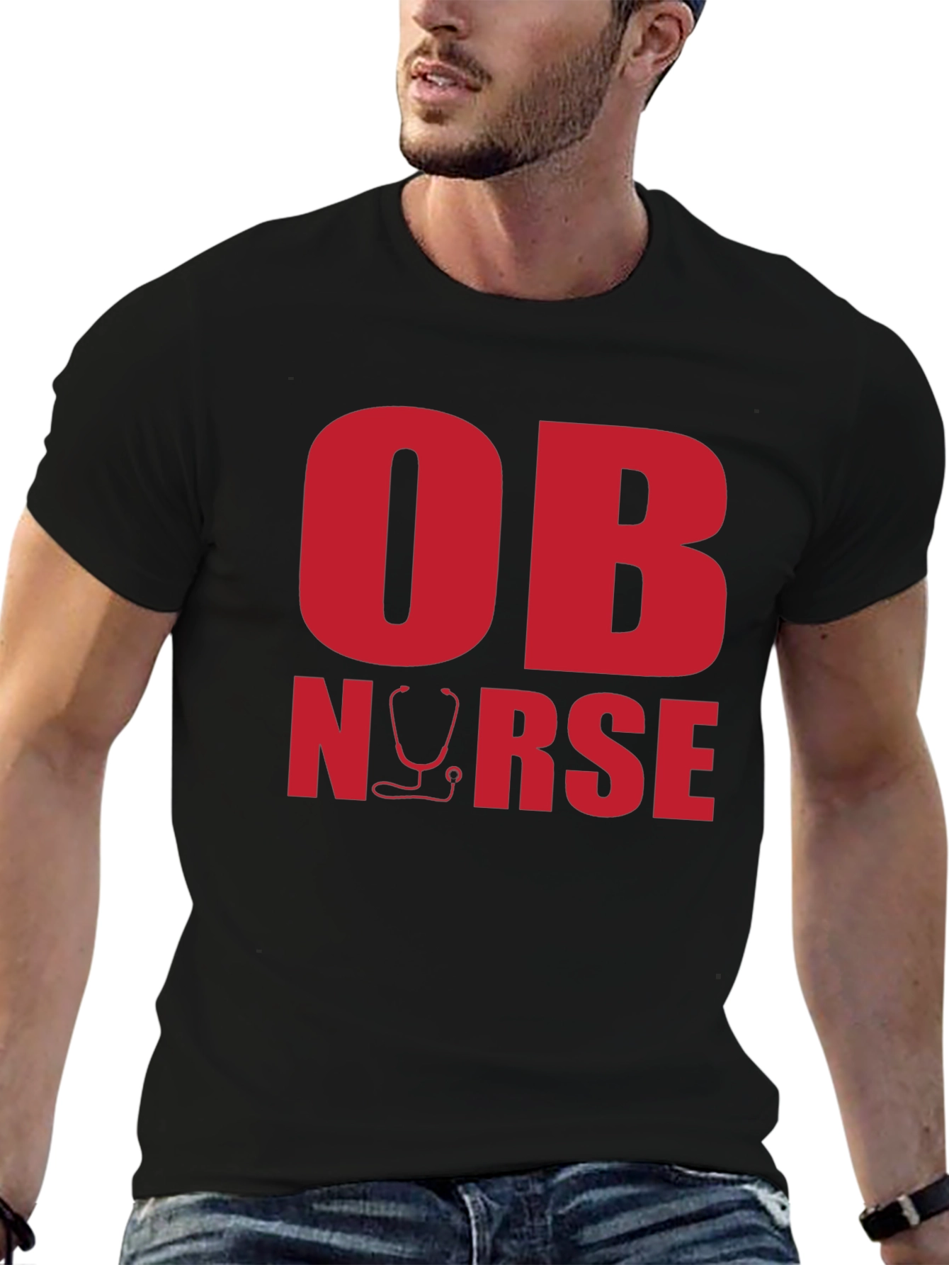 OB Nurse Graphic Tee - Black Cotton T-Shirt