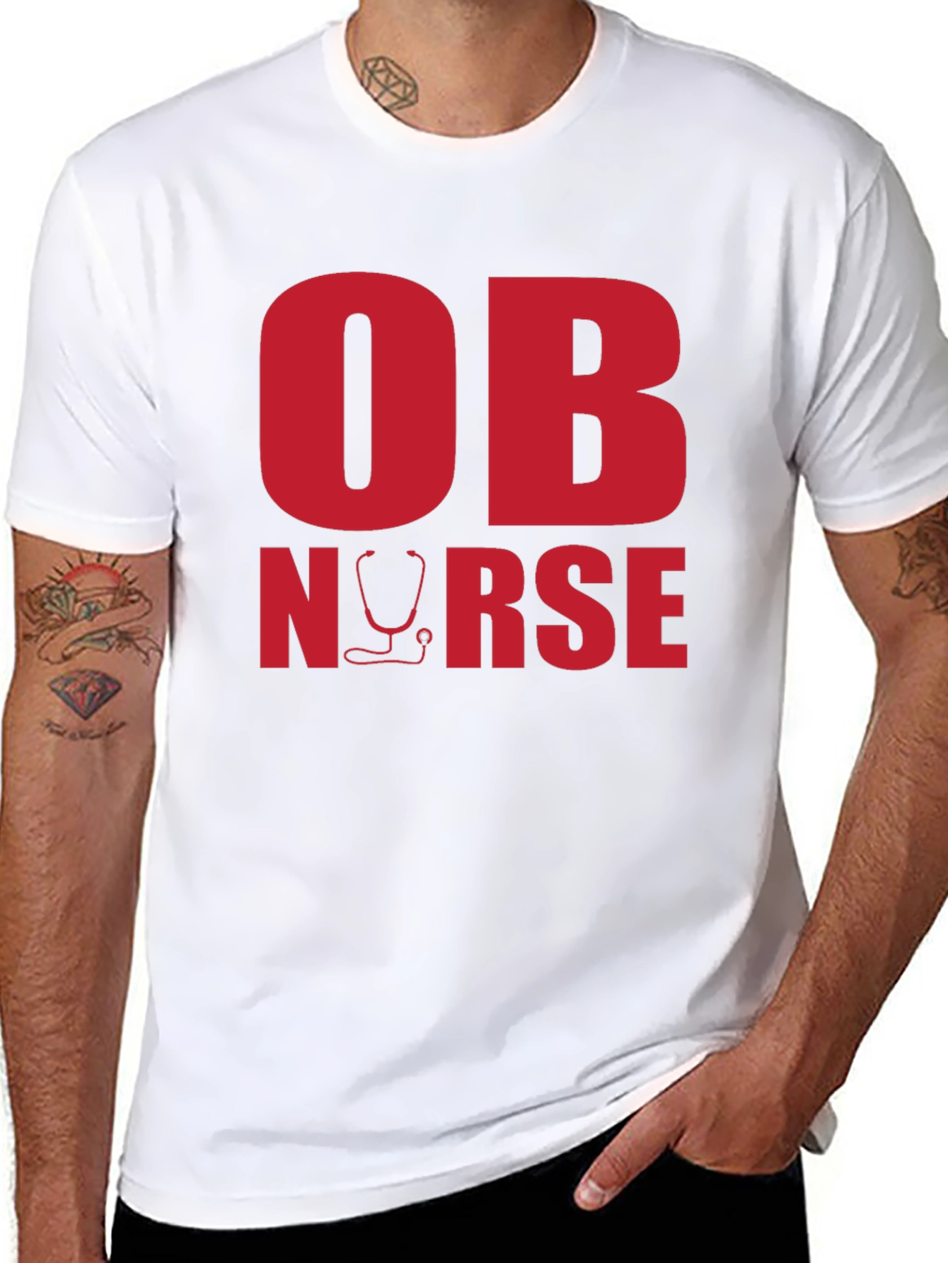 OB Nurse Graphic Tee - Black Cotton T-Shirt