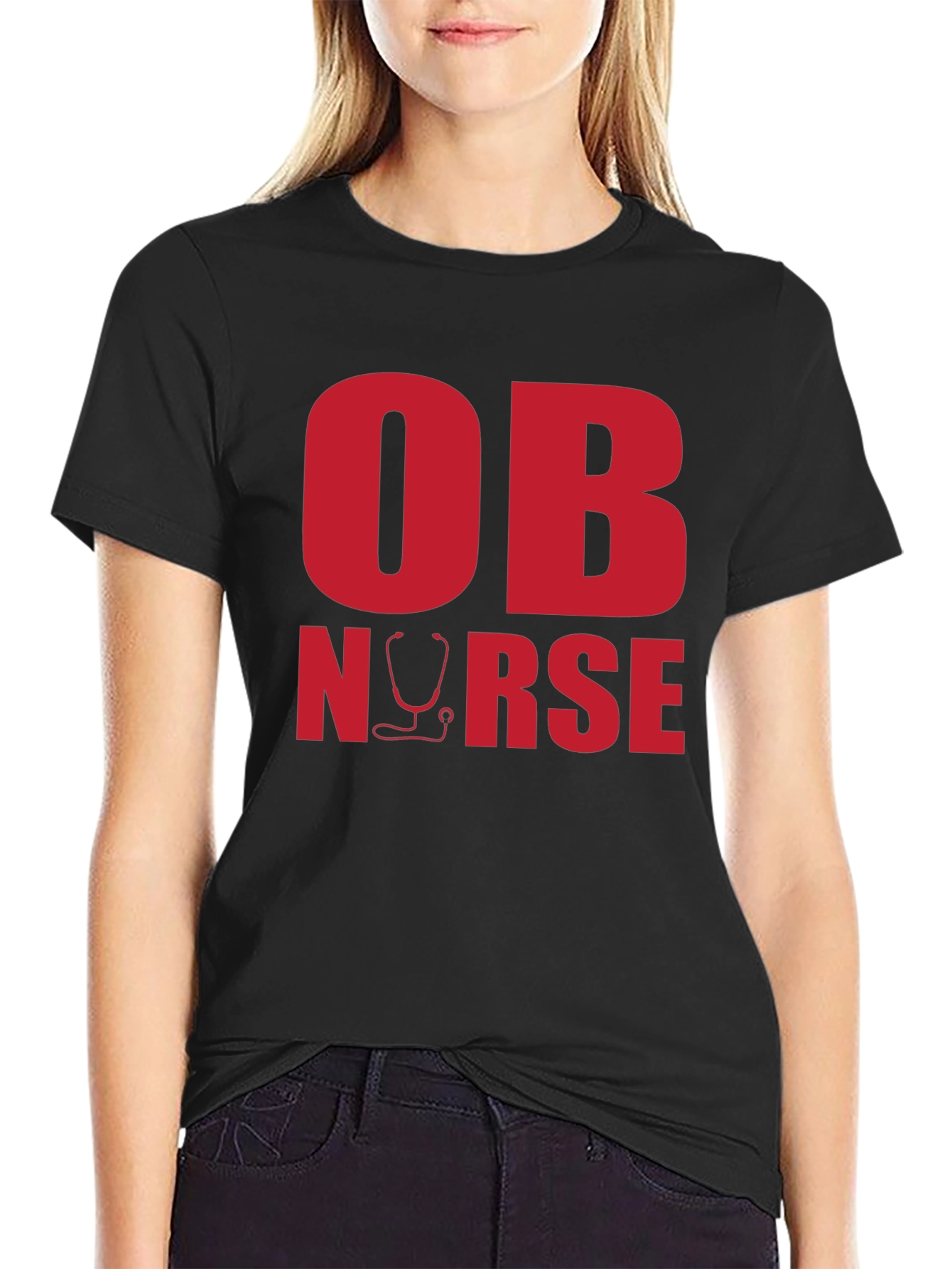 OB Nurse Graphic Tee - Black Cotton T-Shirt