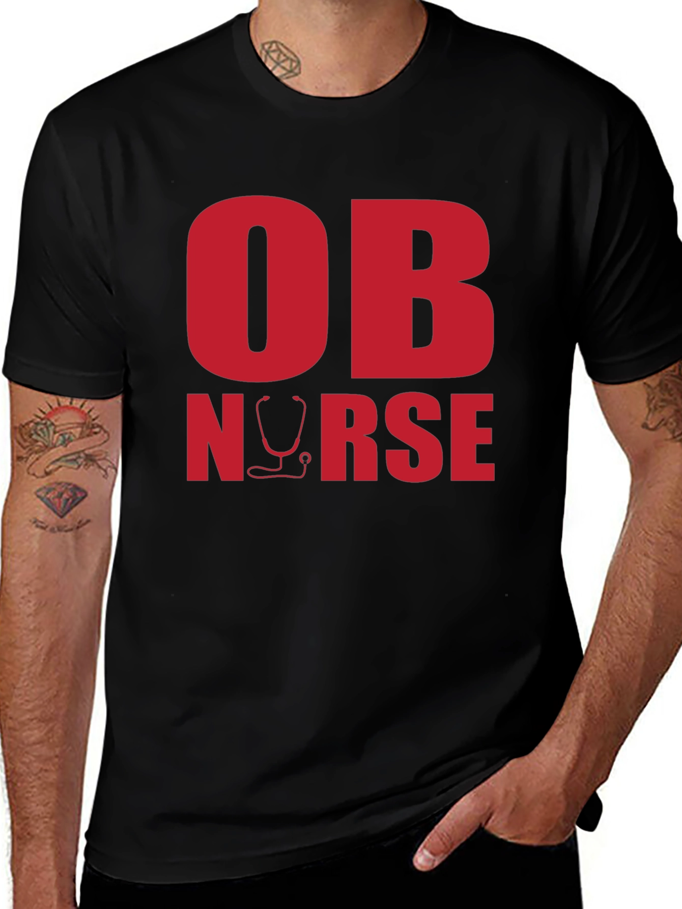 OB Nurse Graphic Tee - Black Cotton T-Shirt