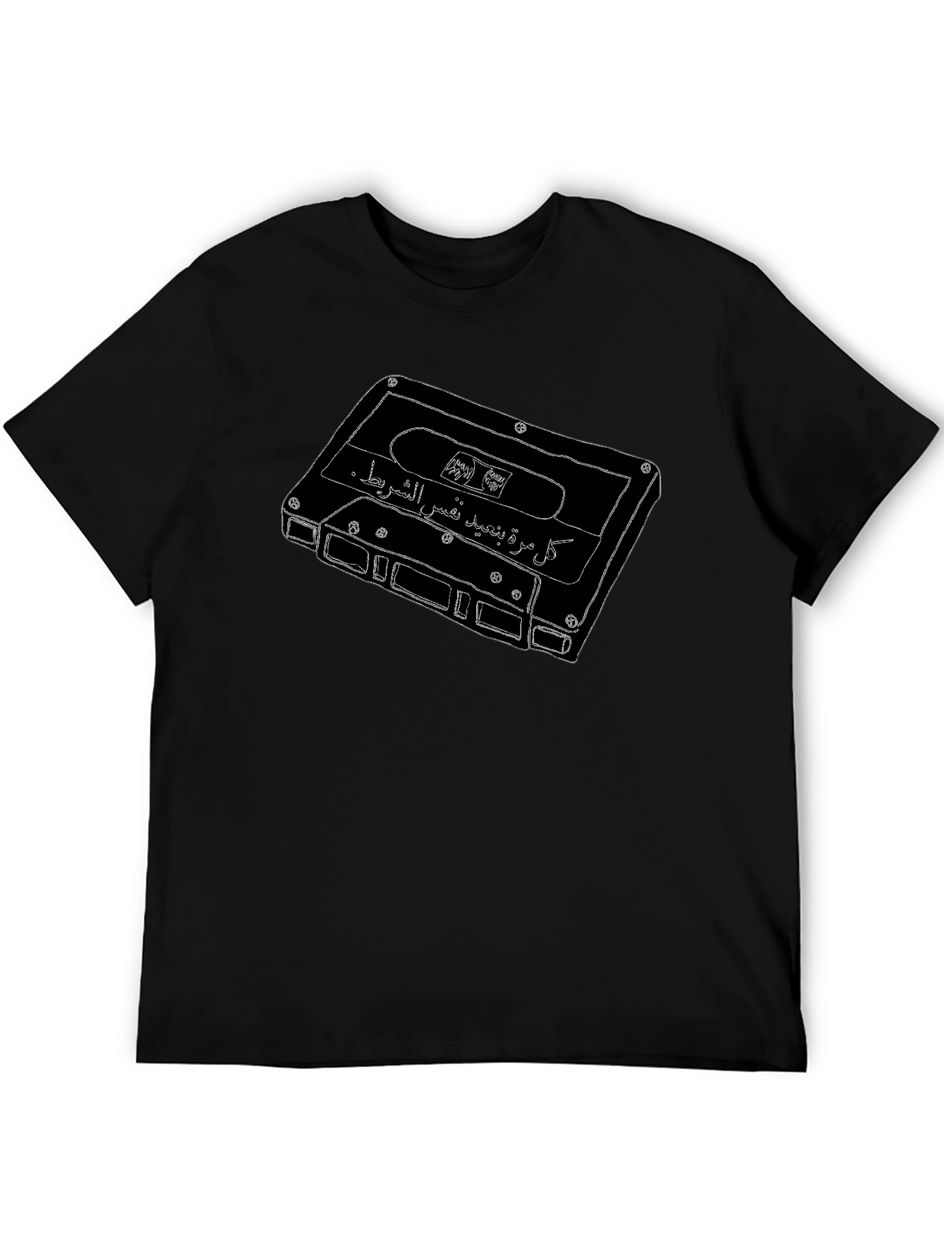 Retro Cassette Tape Graphic Tee - Black