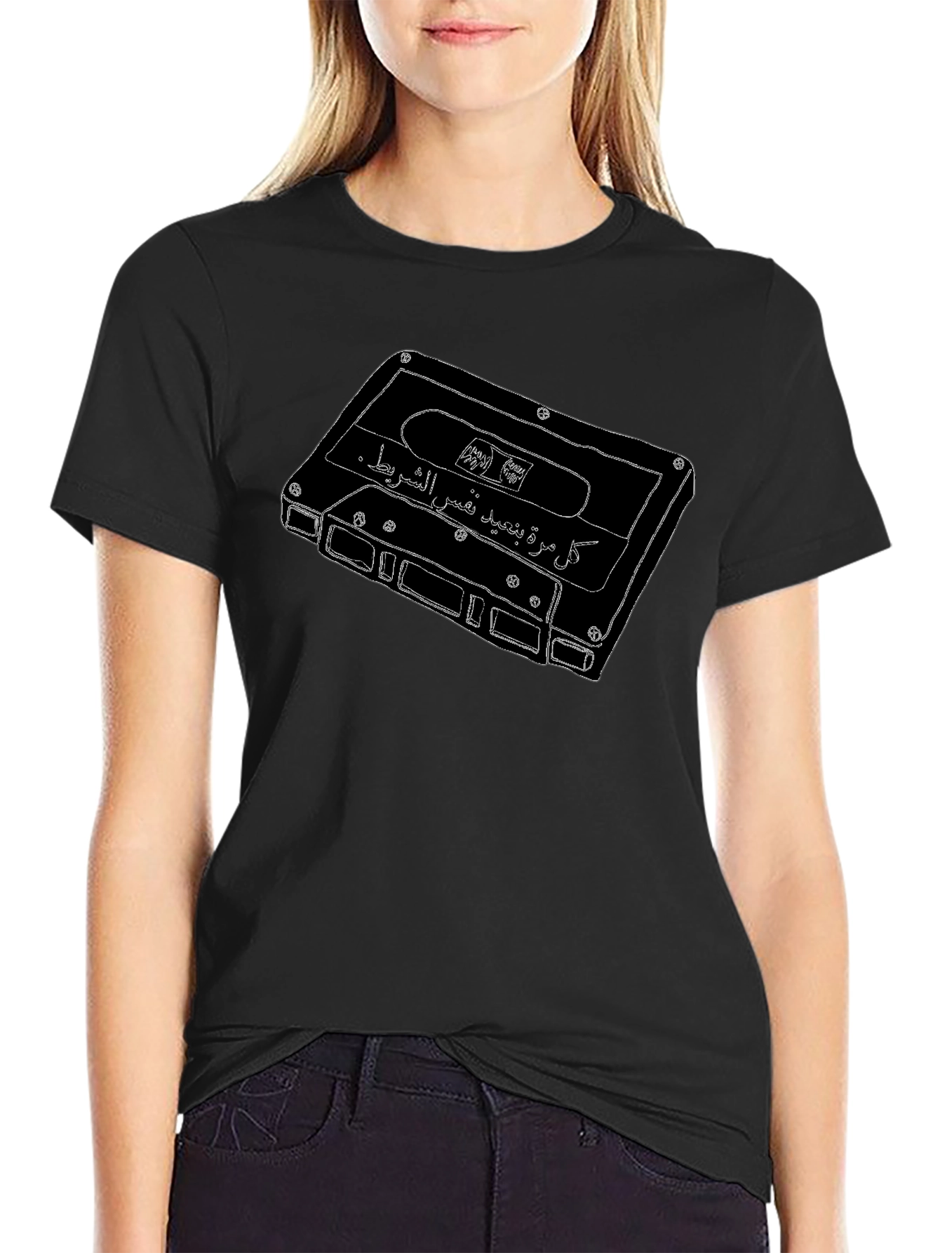 Retro Cassette Tape Graphic Tee - Black