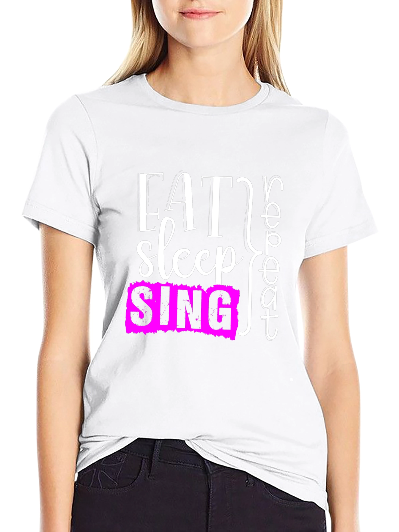 Eat Sleep Sing Repeat Black T-Shirt