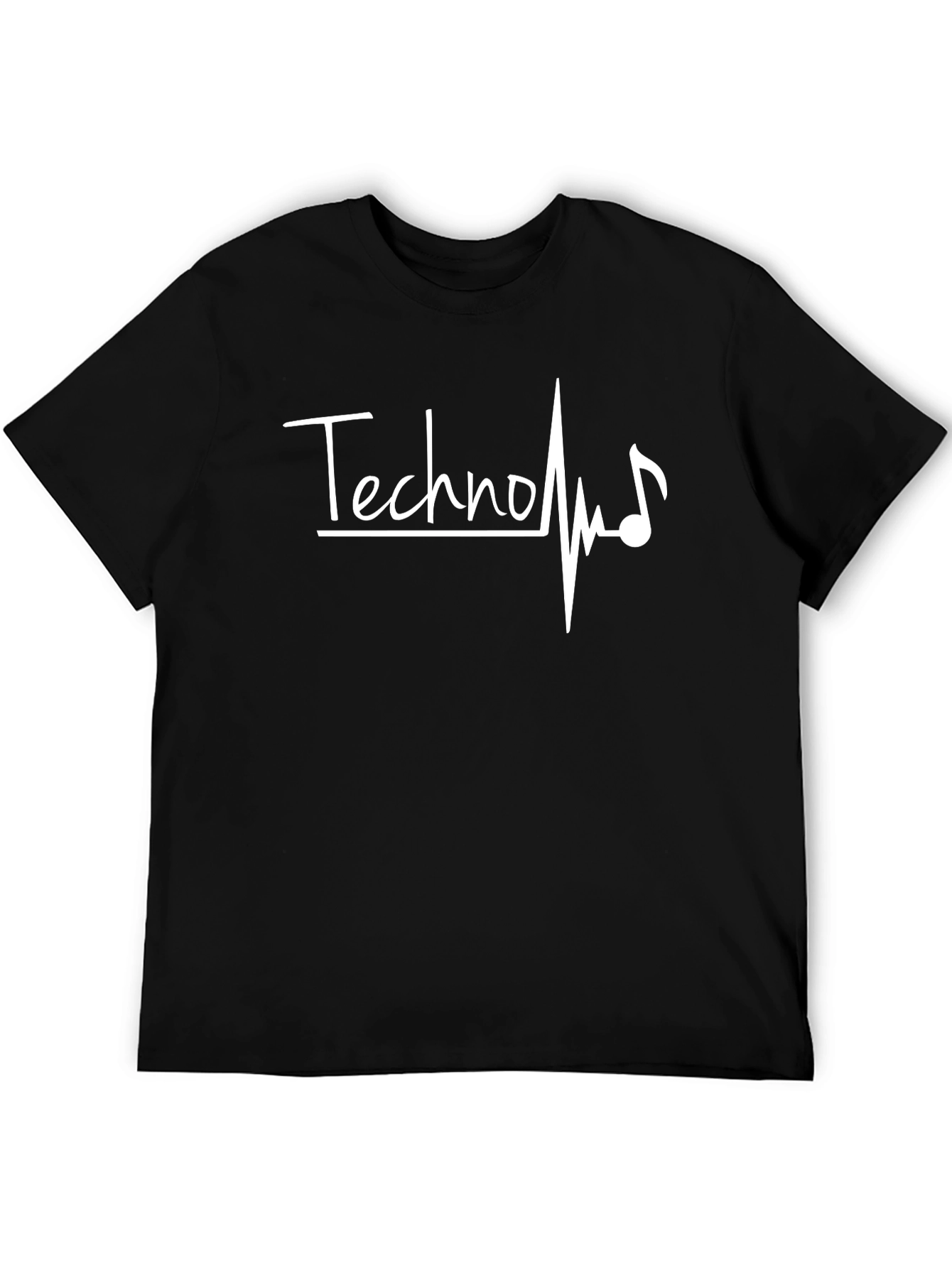 Techno Music Heartbeat T-Shirt - Black