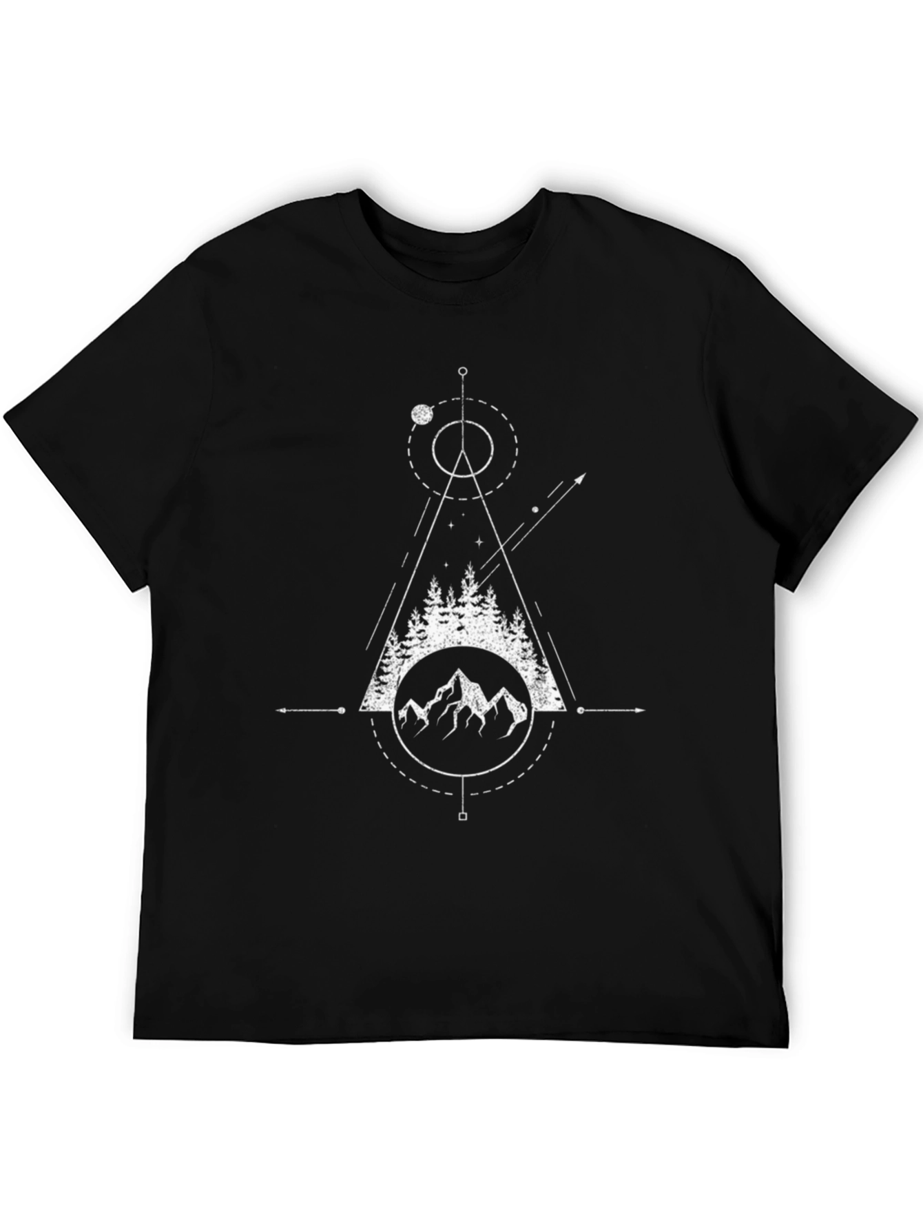 Geometric Mountain T-Shirt - Mens Black Graphic Tee