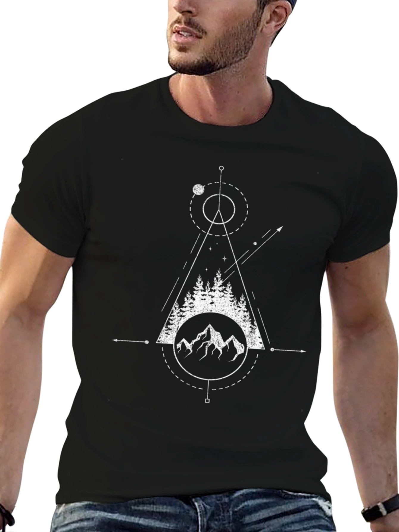 Geometric Mountain T-Shirt - Mens Black Graphic Tee