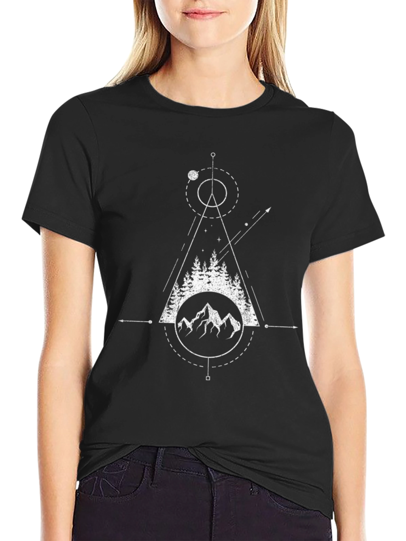 Geometric Mountain T-Shirt - Mens Black Graphic Tee
