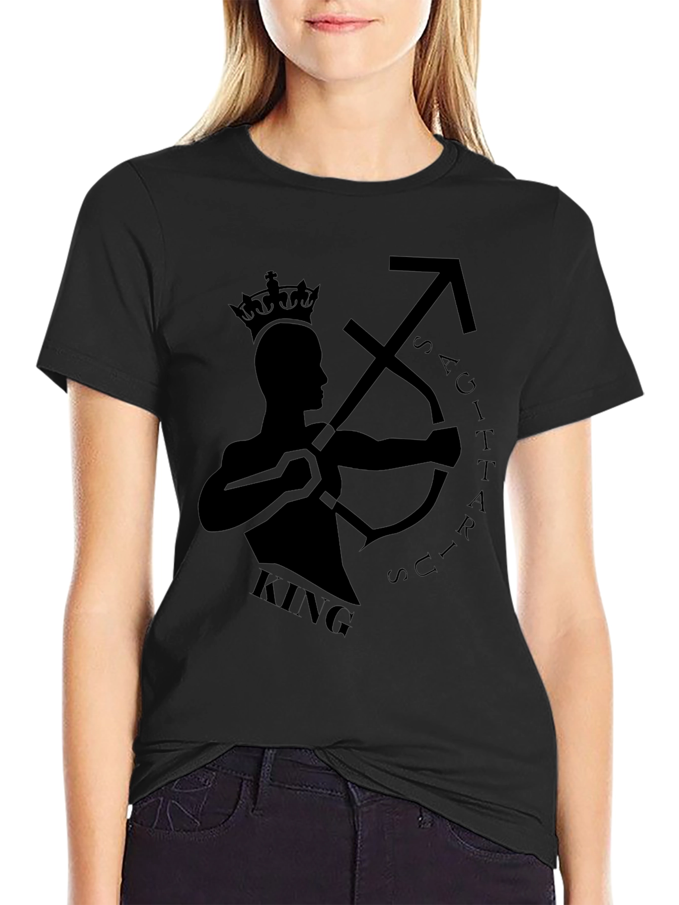 Sagittarius King Black Graphic Tee