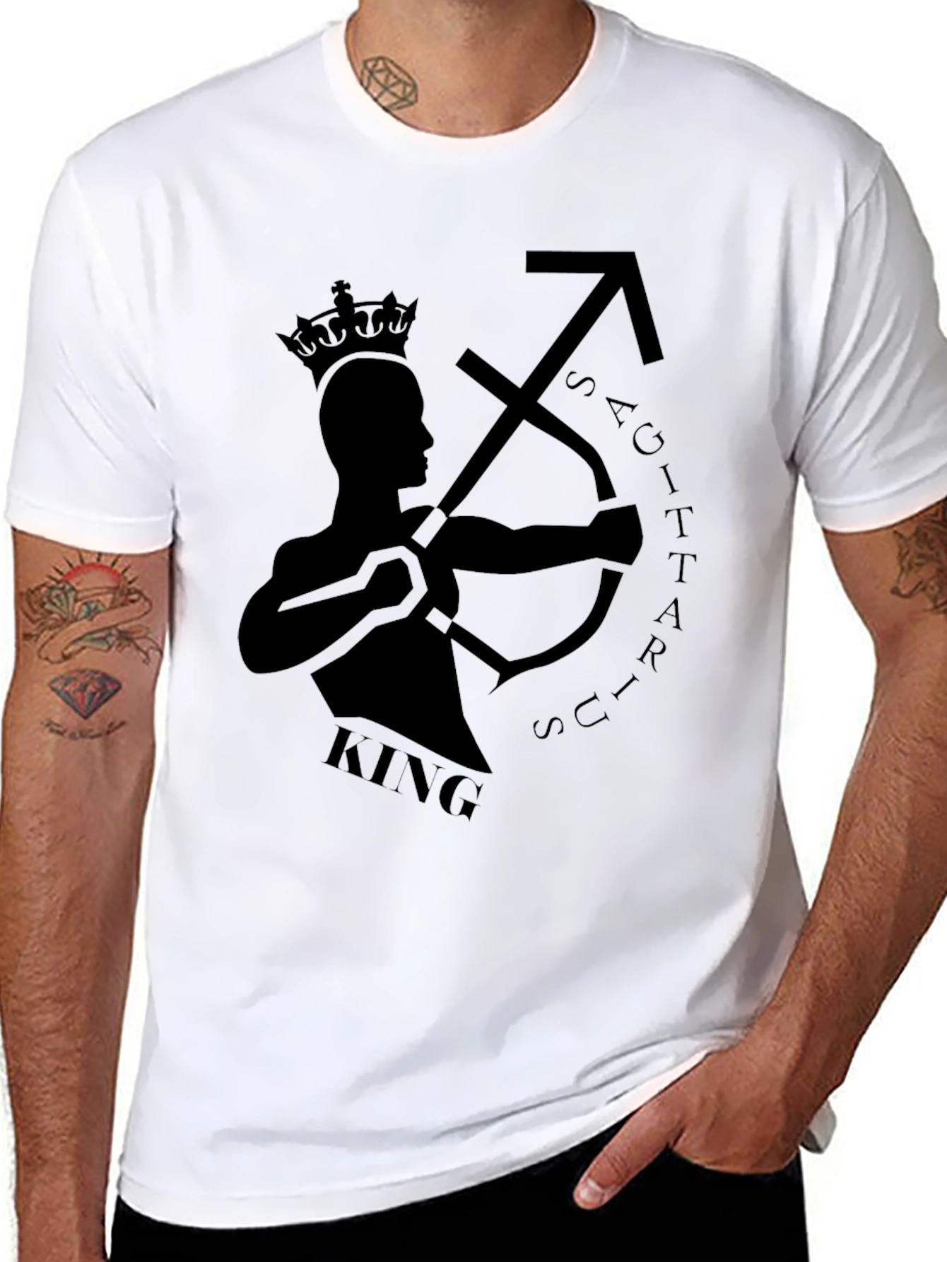 Sagittarius King Black Graphic Tee