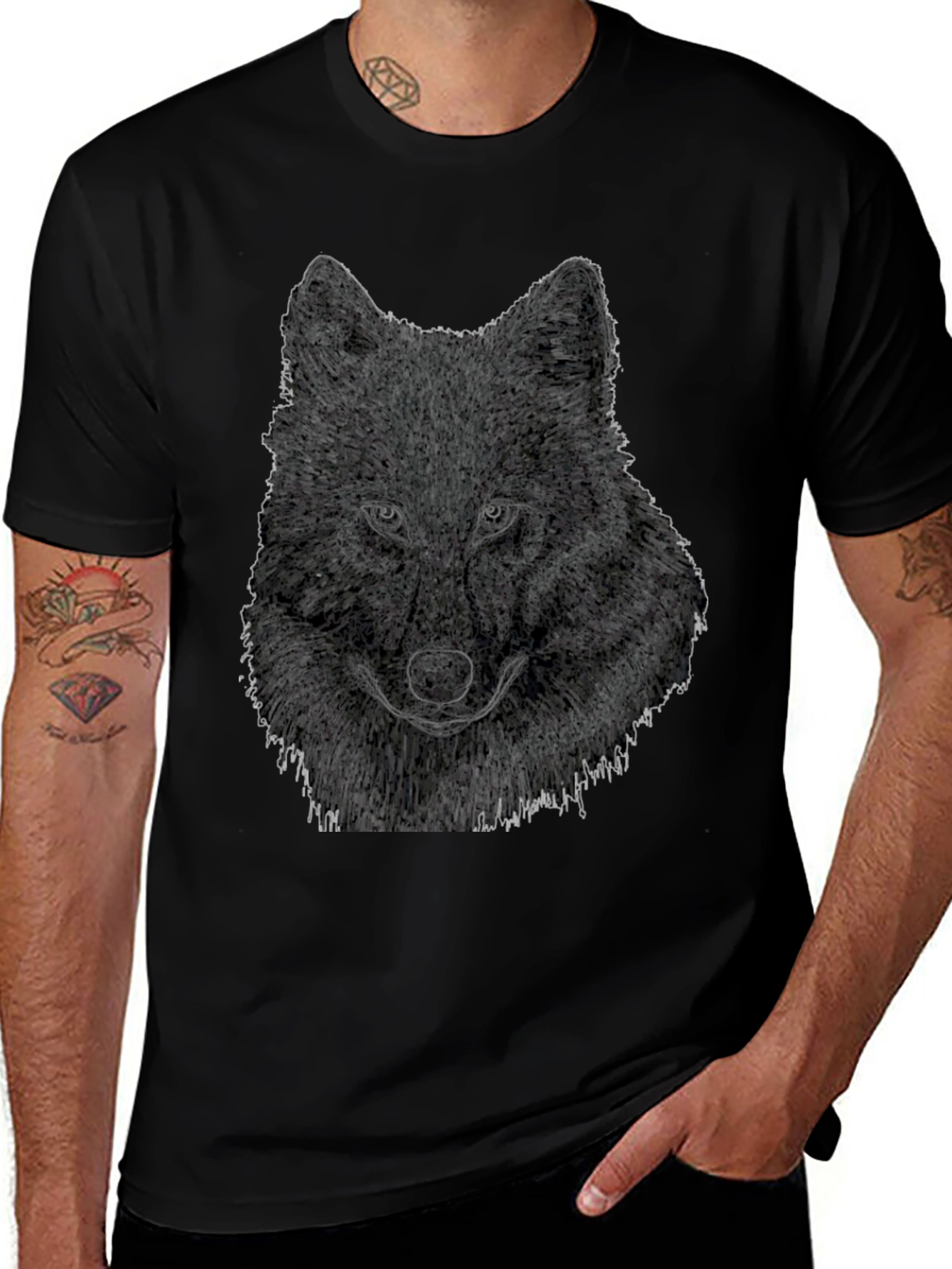 Wolf Graphic Tee - Mens Black T-Shirt
