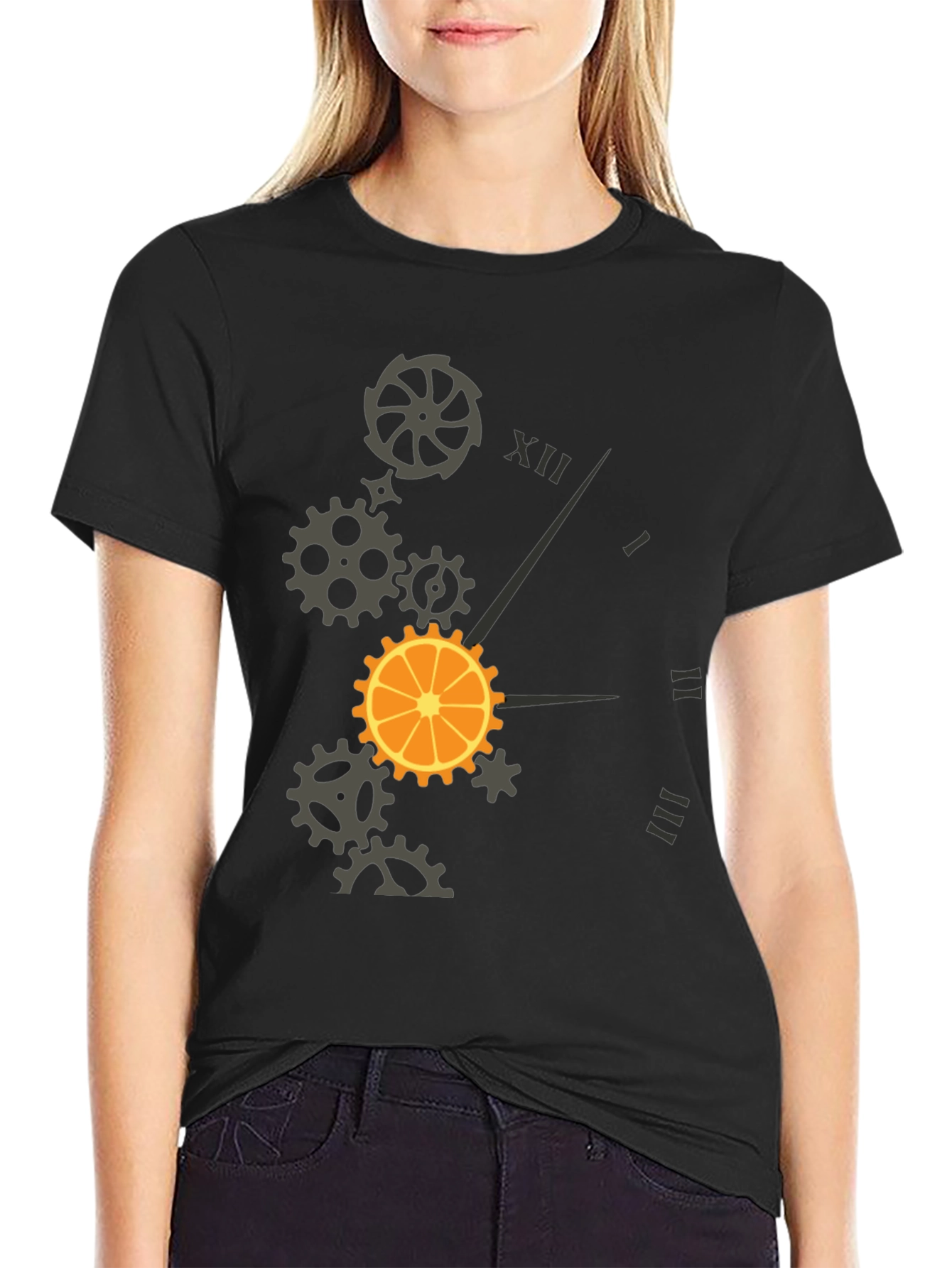 Steampunk Orange Clock T-Shirt