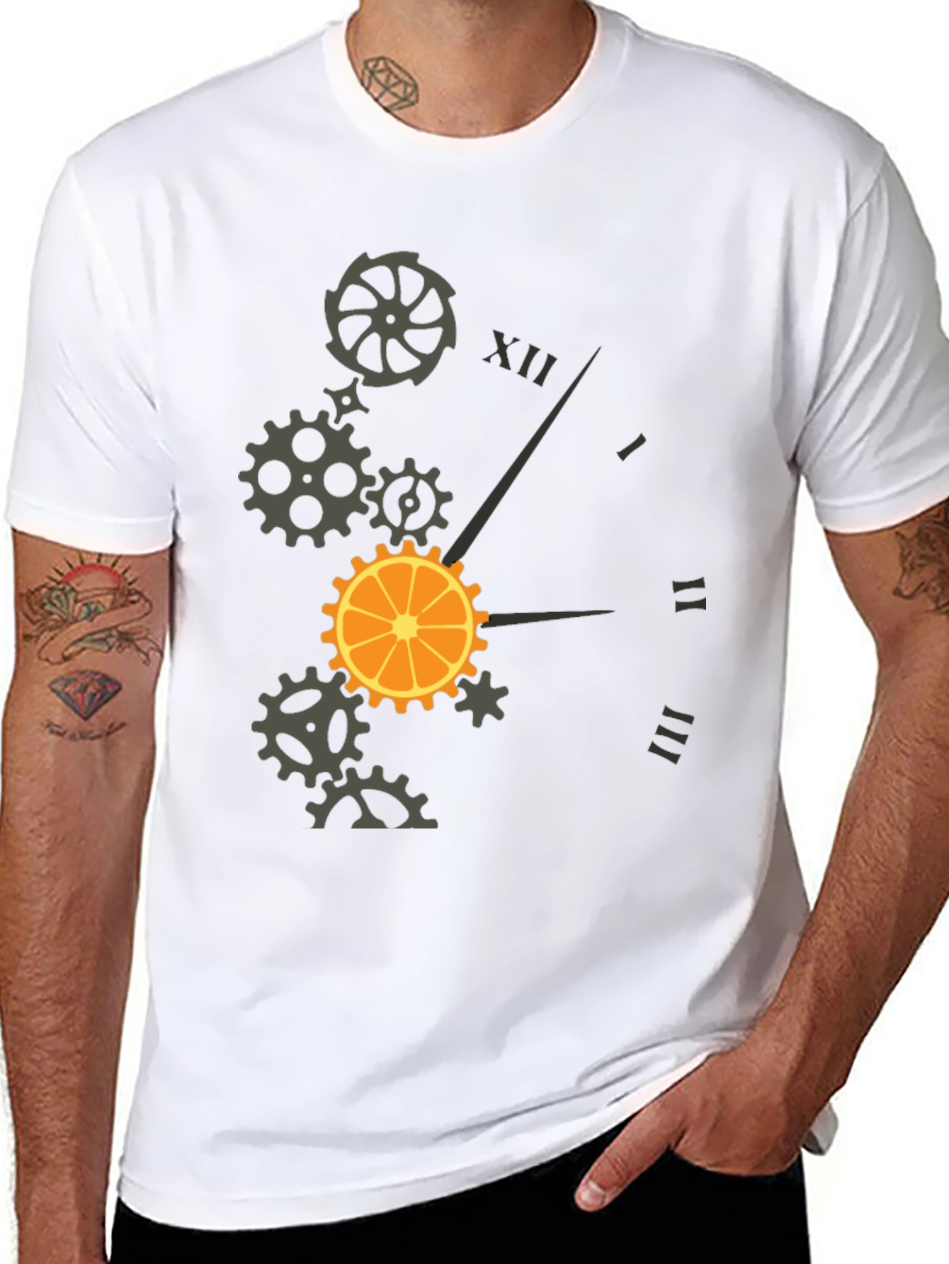 Steampunk Orange Clock T-Shirt