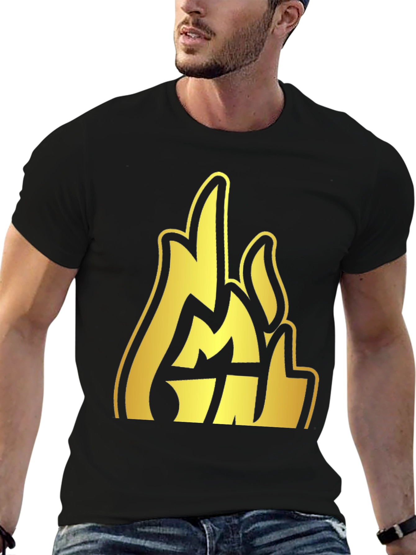 Gold Emblem Graphic Black T-Shirt