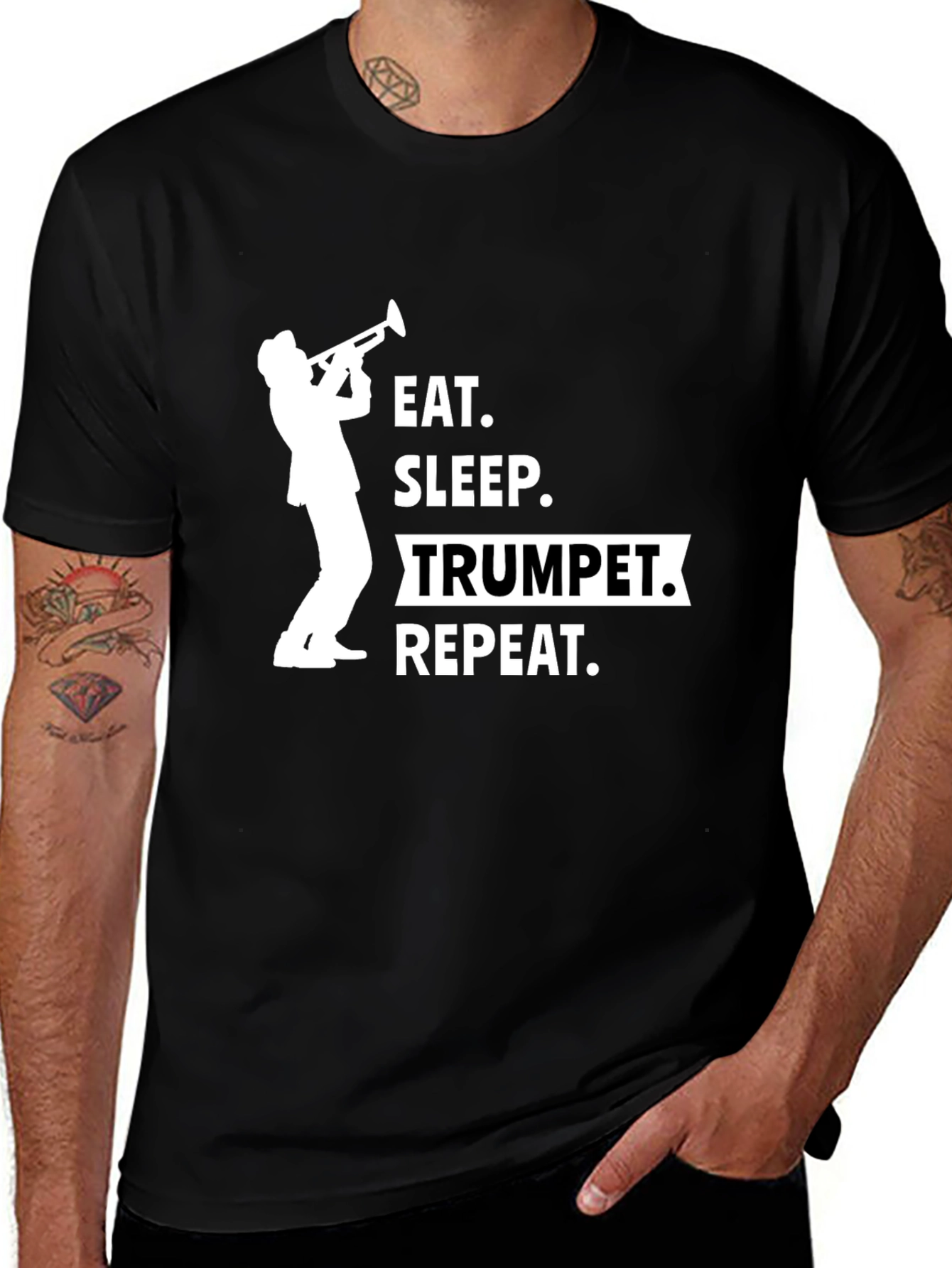 Eat Sleep Trumpet Repeat Black T-Shirt