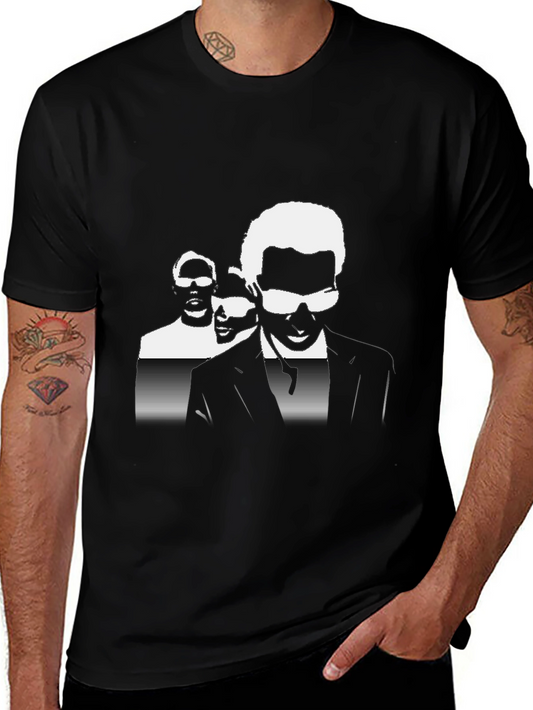 Cool Black T-Shirt with Silhouette Trio Graphic