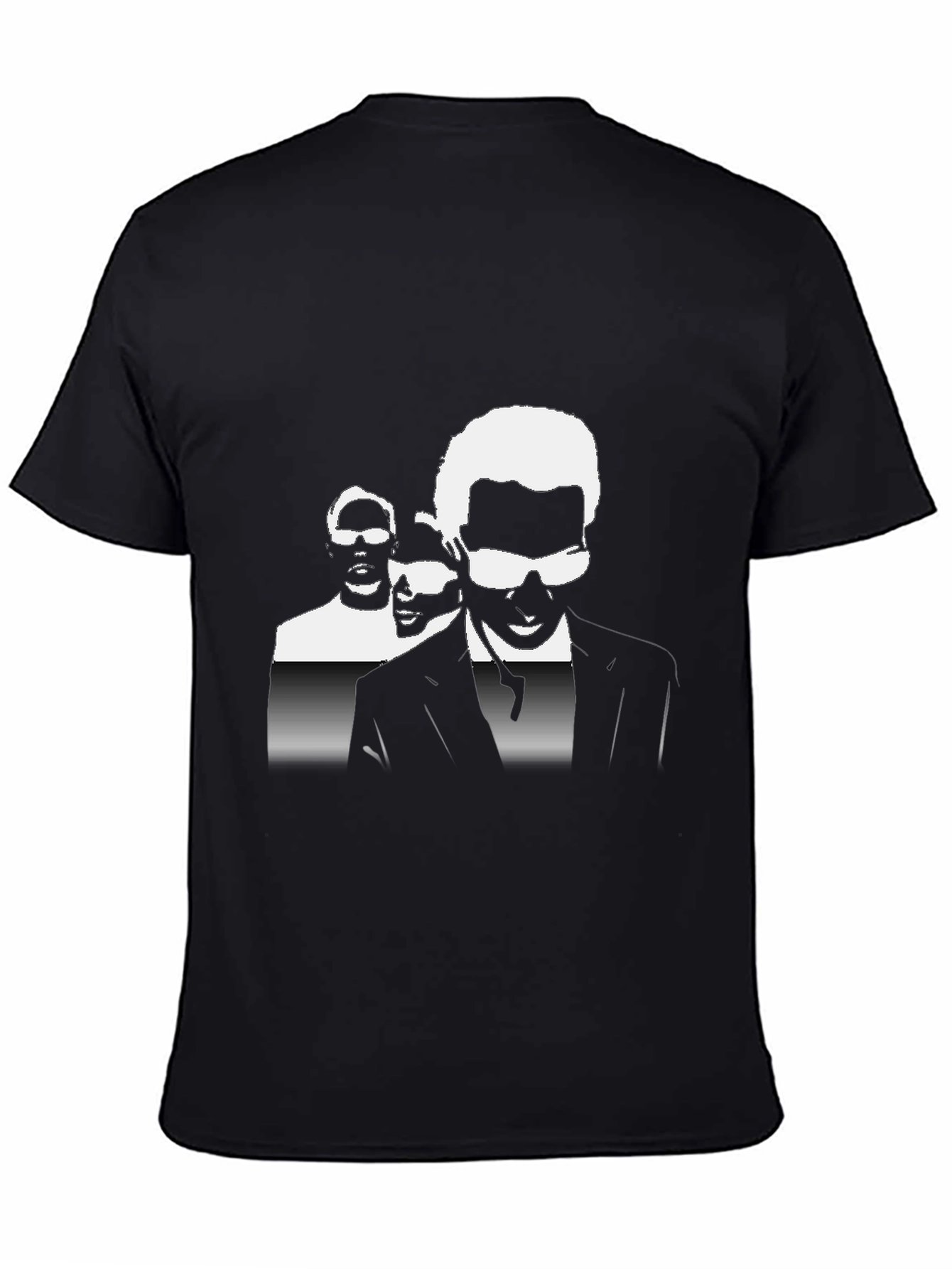 Cool Black T-Shirt with Silhouette Trio Graphic
