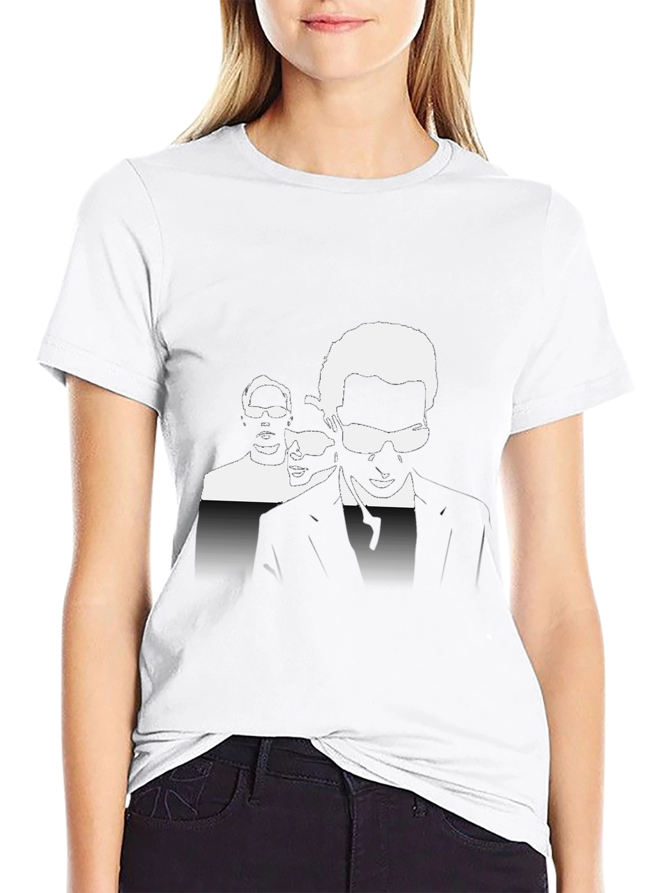 Cool Black T-Shirt with Silhouette Trio Graphic