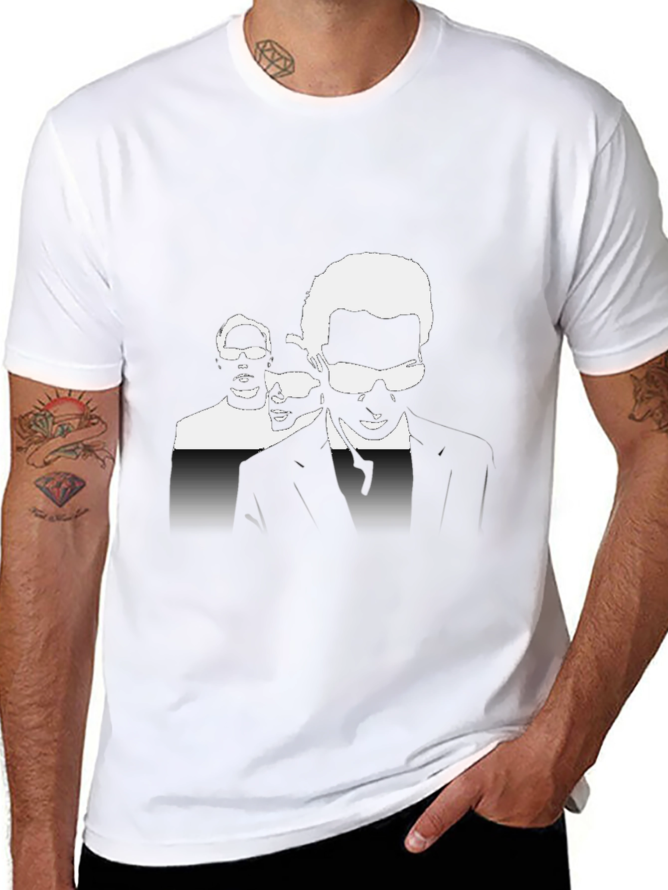 Cool Black T-Shirt with Silhouette Trio Graphic