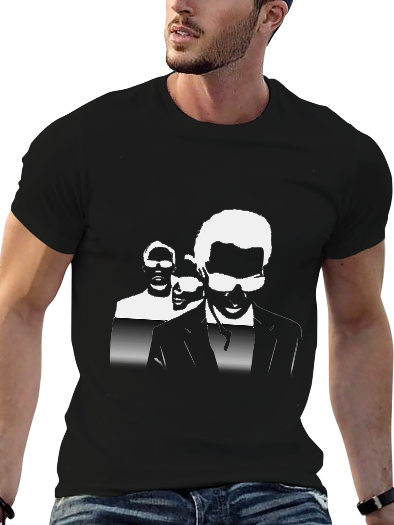 Cool Black T-Shirt with Silhouette Trio Graphic