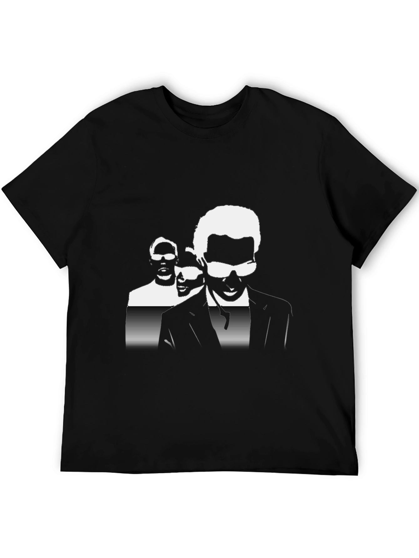 Cool Black T-Shirt with Silhouette Trio Graphic