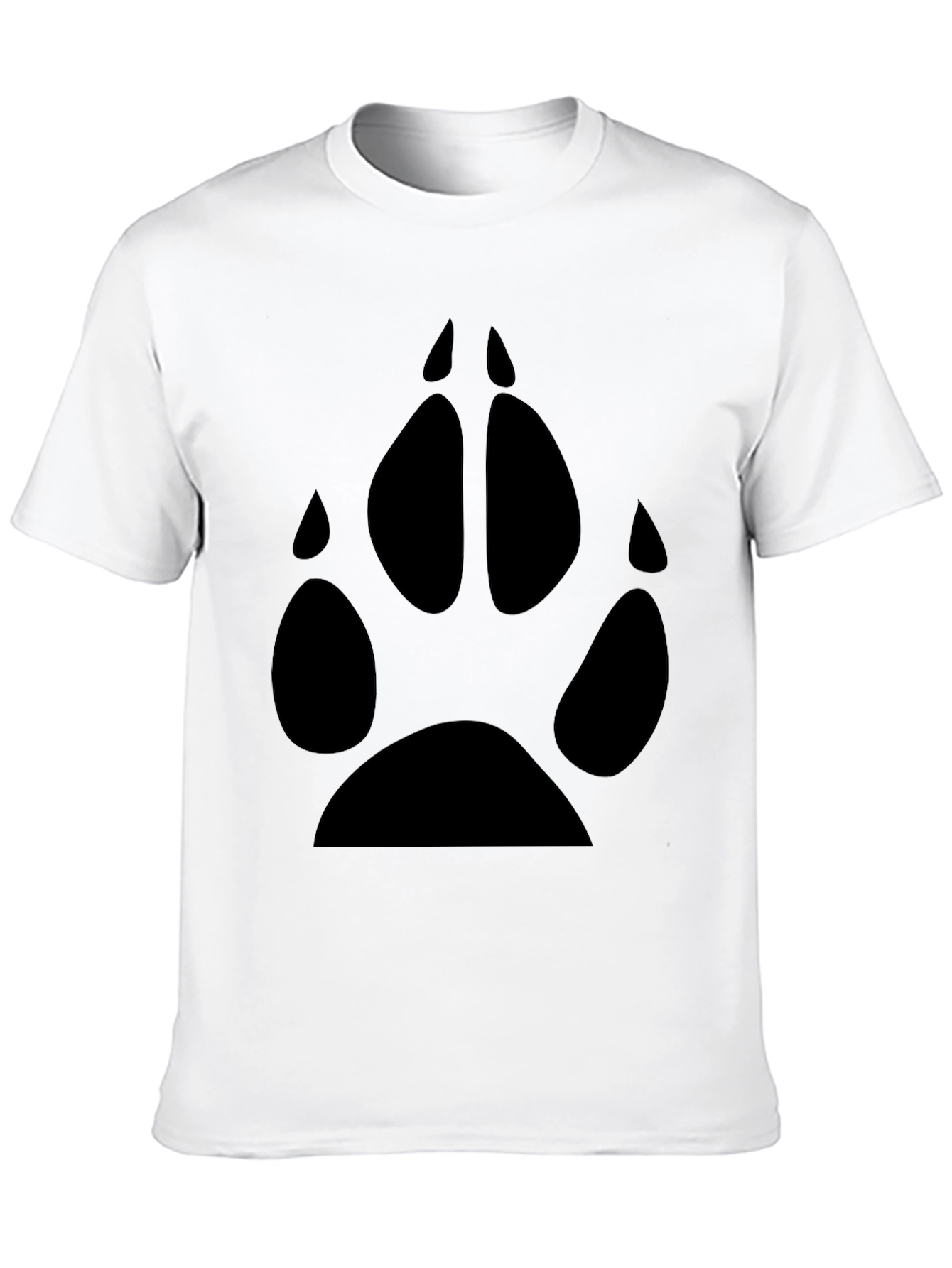 Black Wolf Paw Print T-Shirt - Casual Style