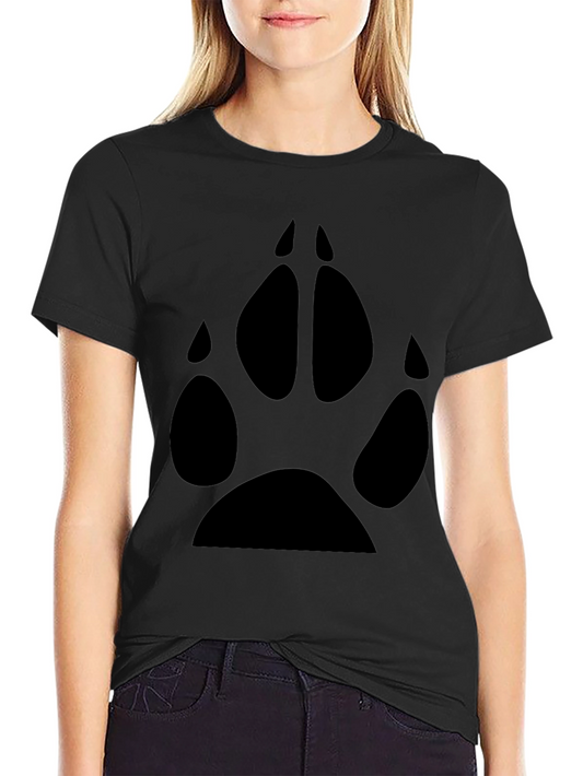 Black Wolf Paw Print T-Shirt - Casual Style