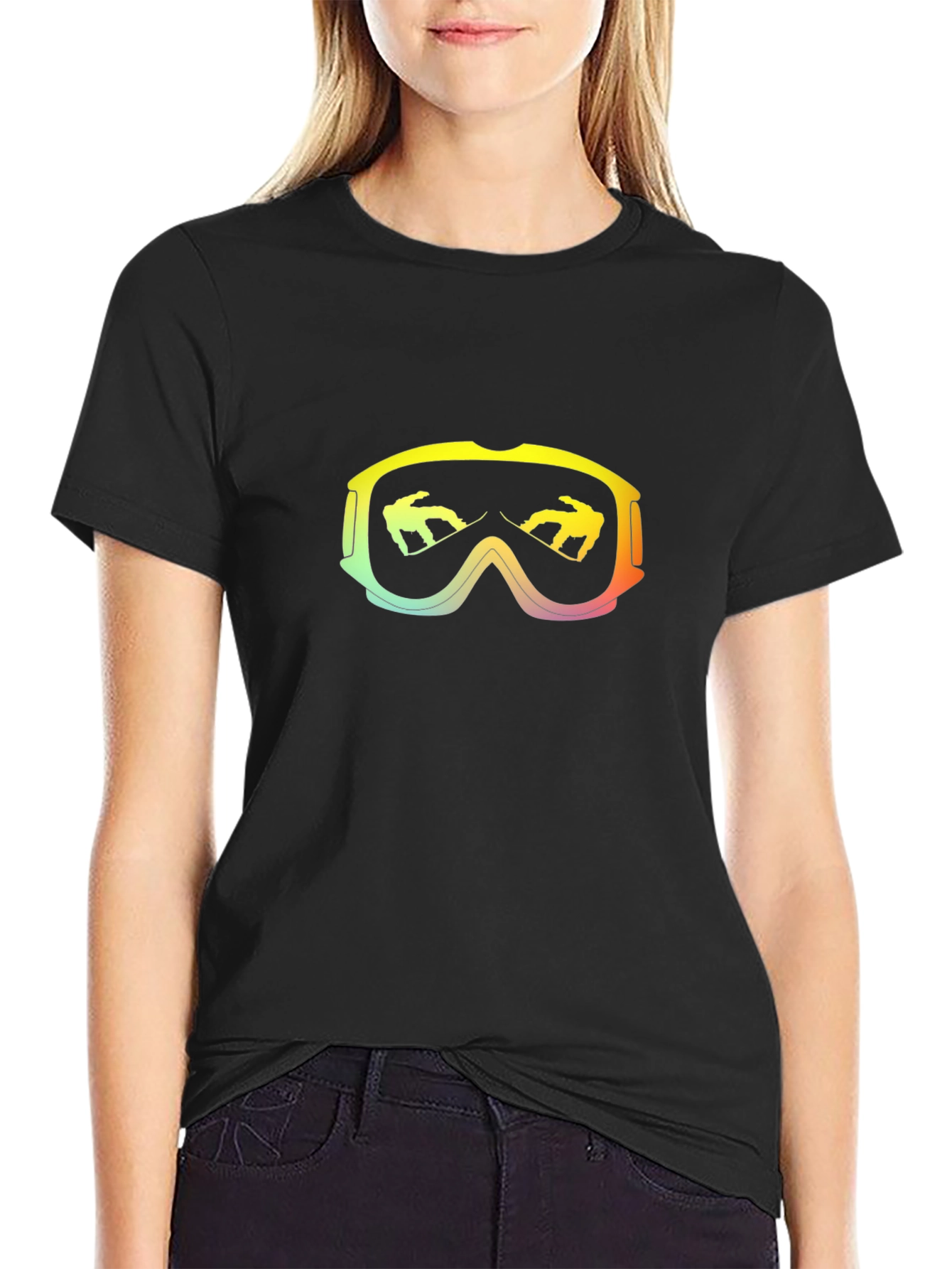 Cool Black T-Shirt with Ski Goggles Design