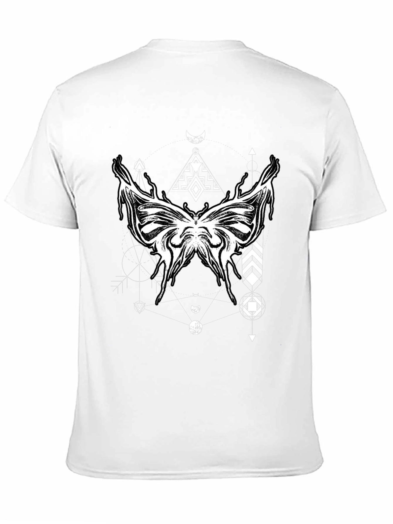Geometric Butterfly Graphic Black T-Shirt