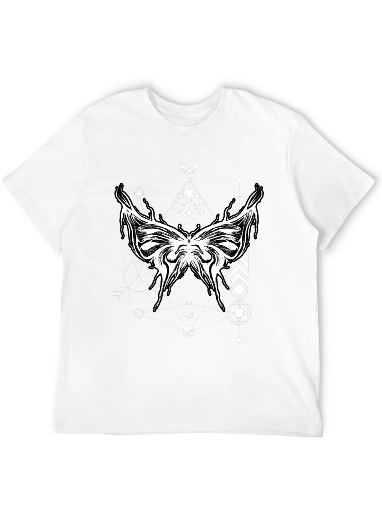Geometric Butterfly Graphic Black T-Shirt