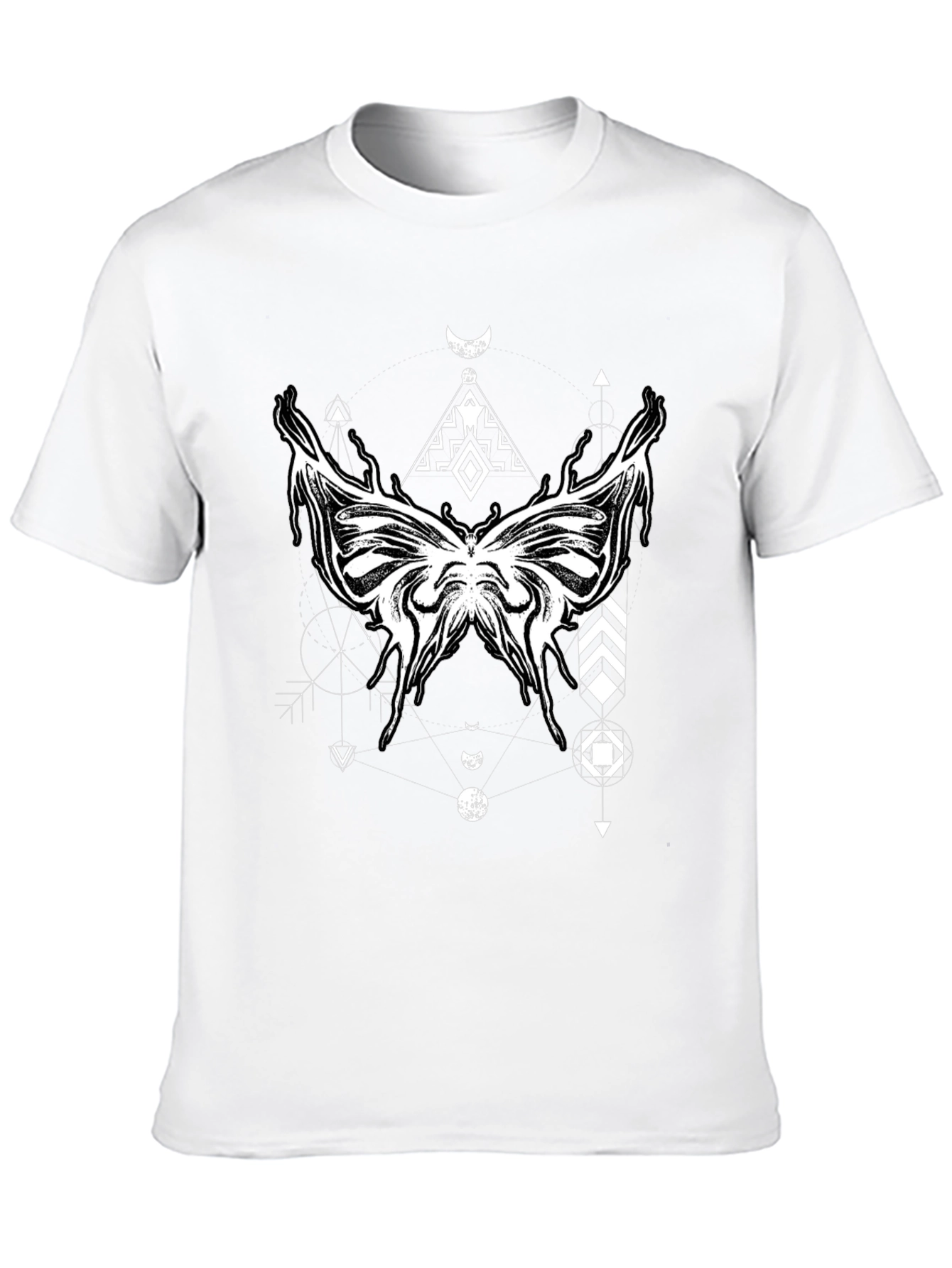 Geometric Butterfly Graphic Black T-Shirt
