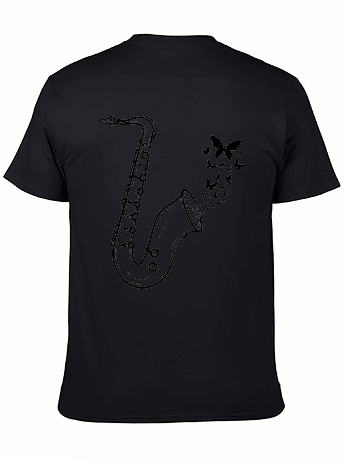 Saxophone & Butterflies Graphic Tee - Black