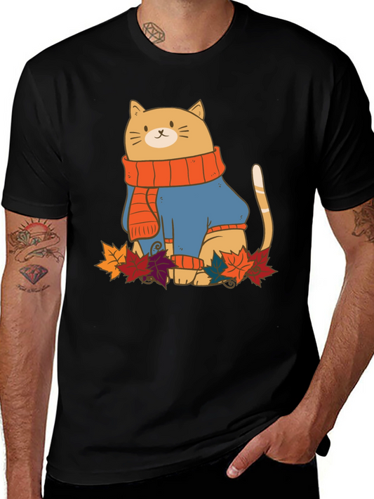 Autumn Cat T-Shirt - Cozy Fall Vibes