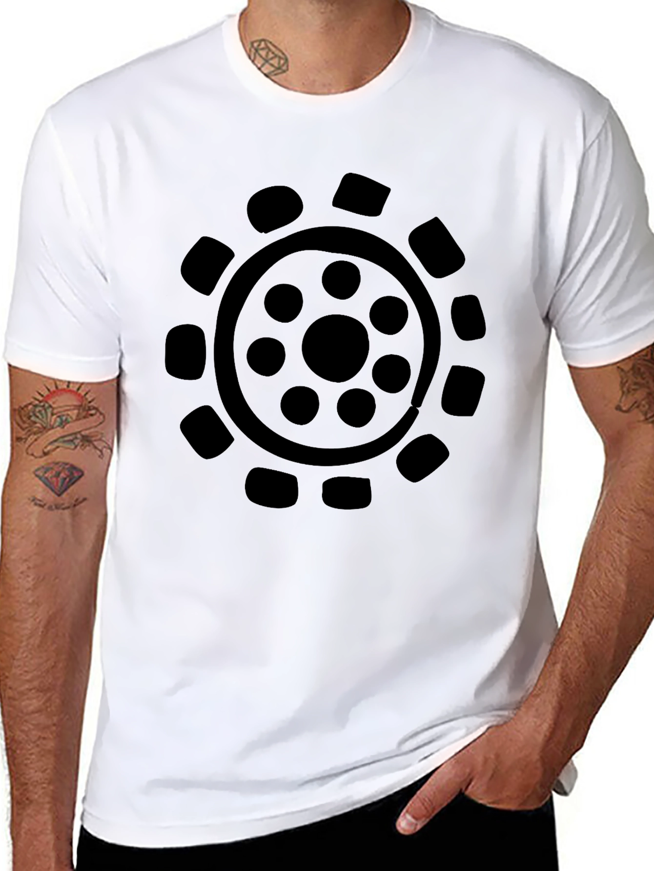 Mens Black T-Shirt with Circular Graphic