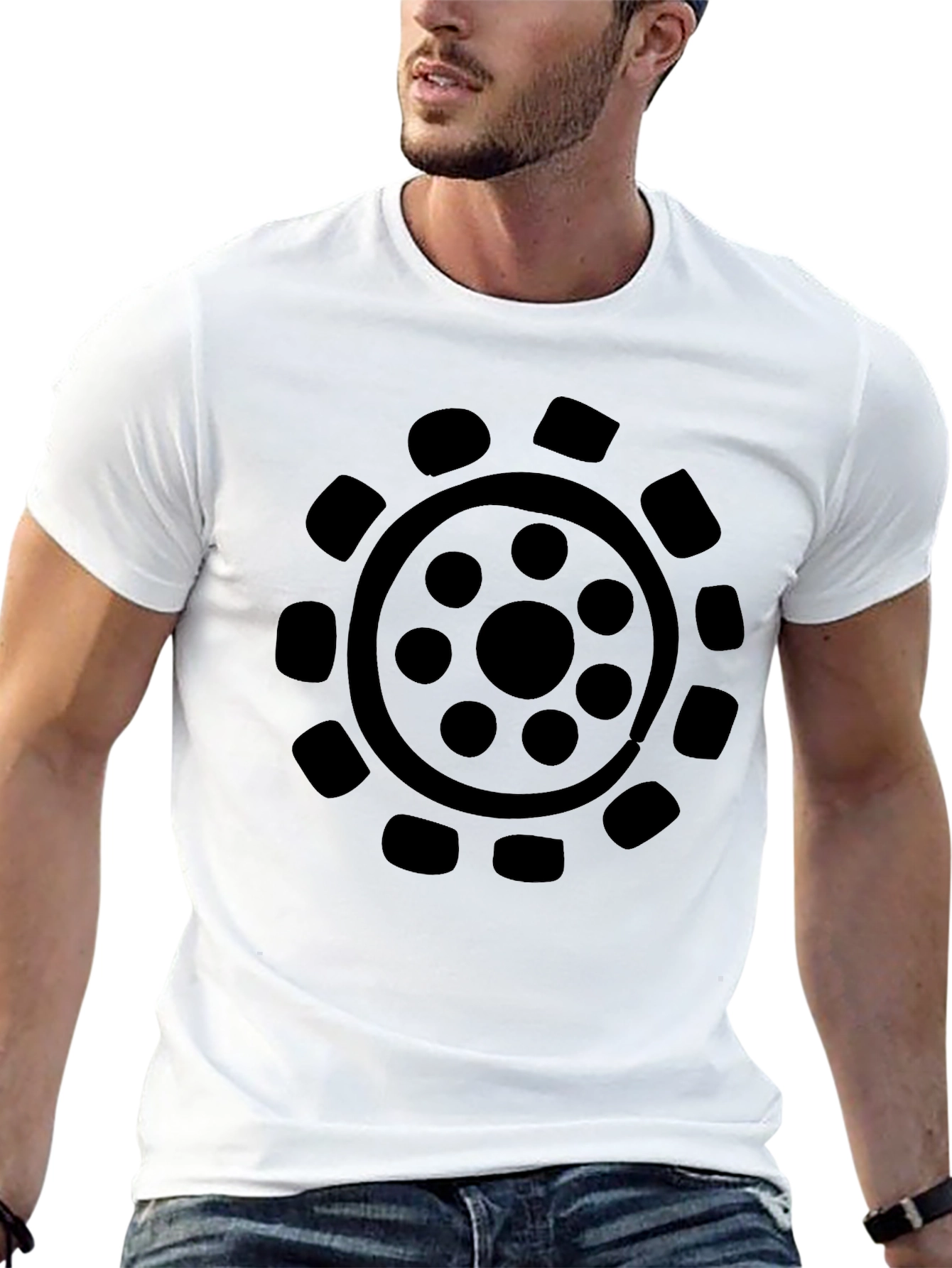 Mens Black T-Shirt with Circular Graphic