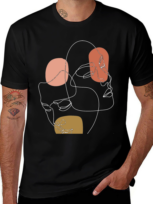 Abstract Line Art Graphic Tee - Modern Minimalist Design